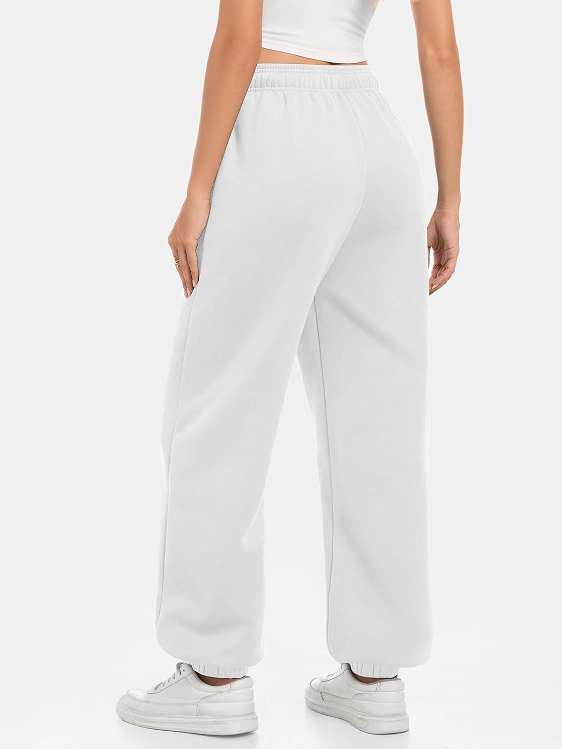 image:imageATHMILE Sweatpants Women Baggy Lounge Pants Workout Gym Active High Waisted Comfy Joggers for Women Fall Clothes 2026Fleecewhite