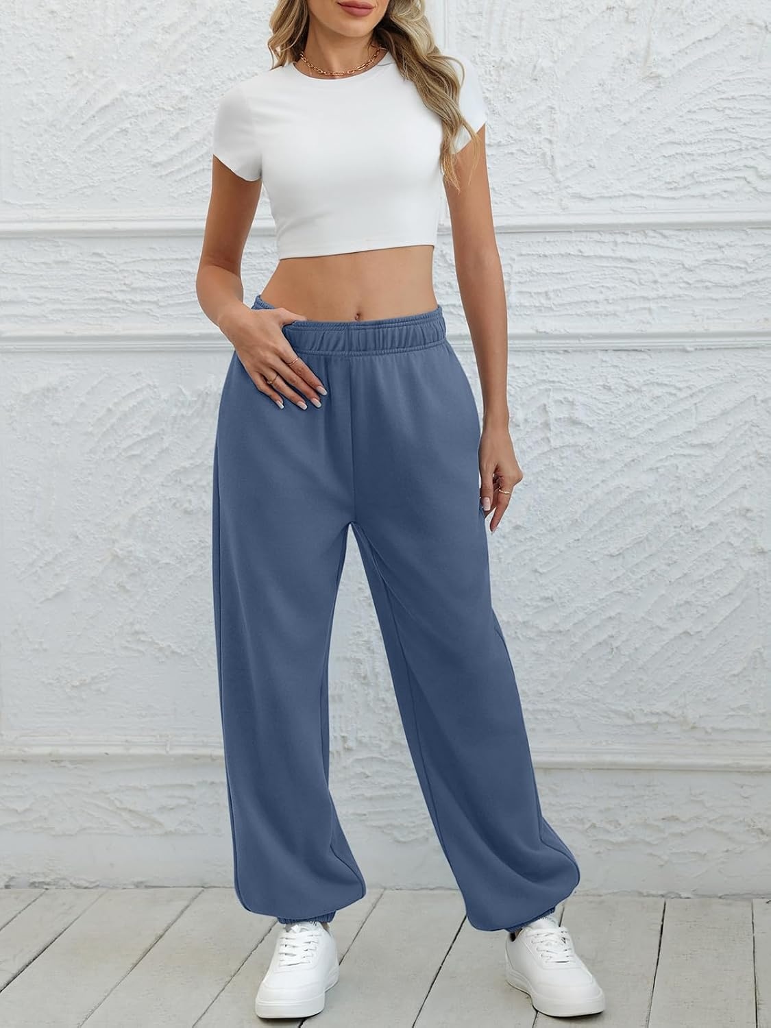 image:imageATHMILE Sweatpants Women Baggy Lounge Pants Workout Gym Active High Waisted Comfy Joggers for Women Fall Clothes 2026Gray Blue