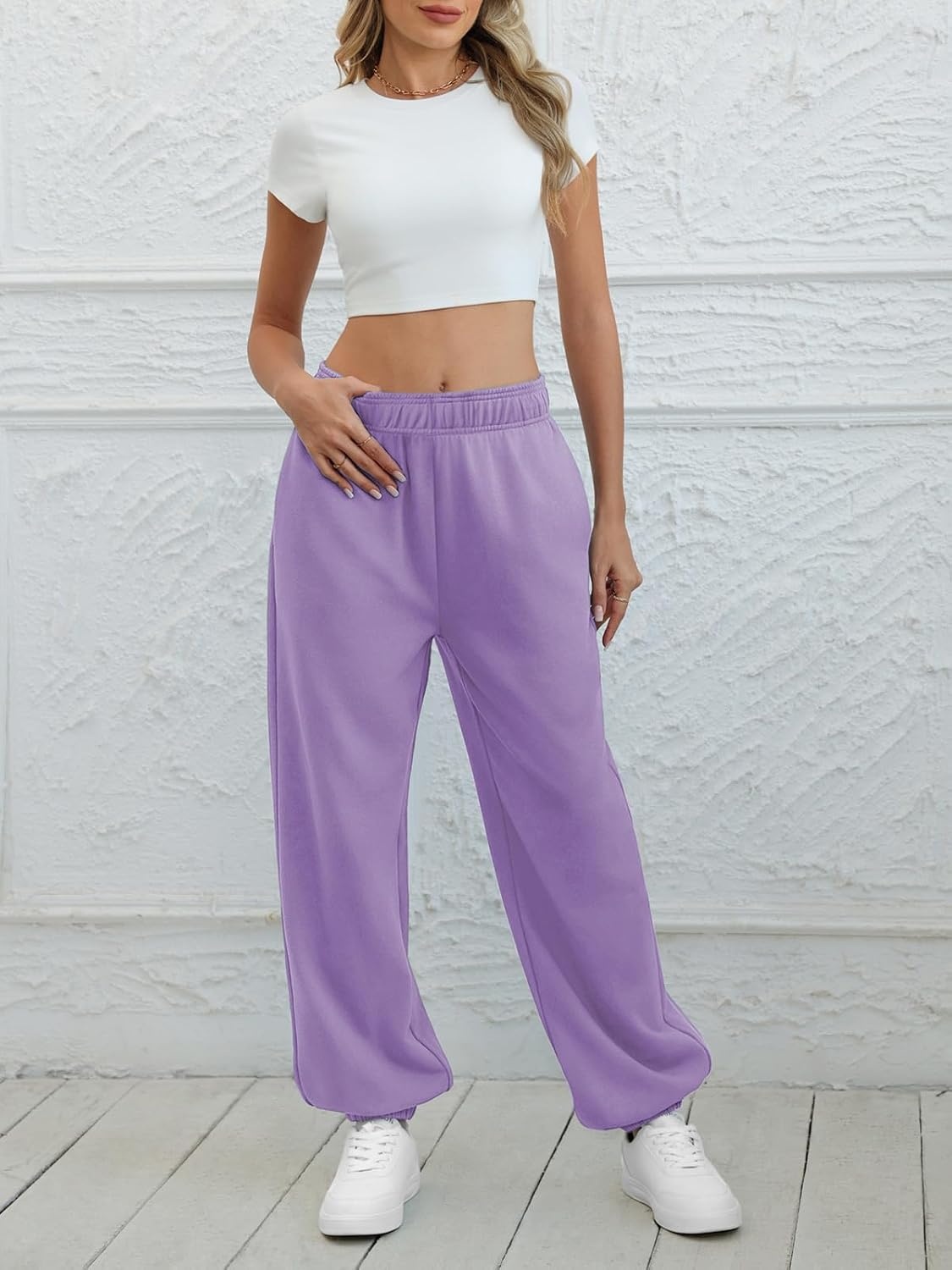 image:imageATHMILE Sweatpants Women Baggy Lounge Pants Workout Gym Active High Waisted Comfy Joggers for Women Fall Clothes 2026Light Purple