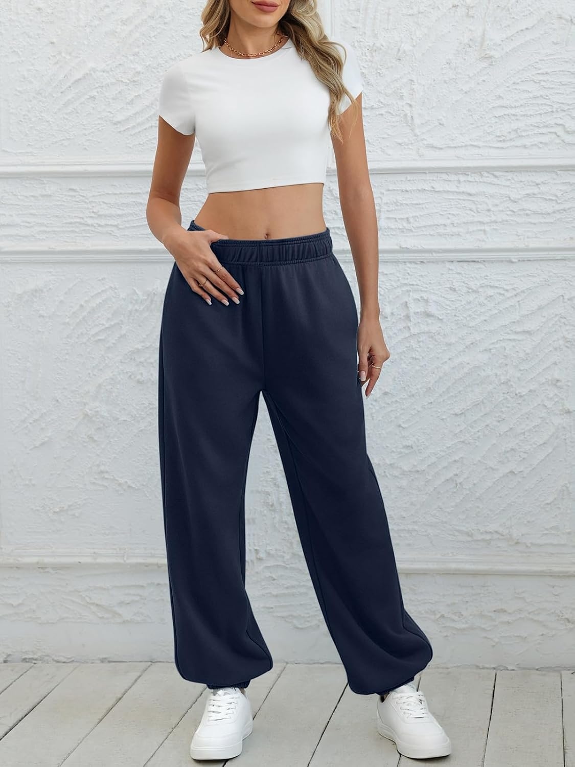 image:imageATHMILE Sweatpants Women Baggy Lounge Pants Workout Gym Active High Waisted Comfy Joggers for Women Fall Clothes 2026Navy Blue