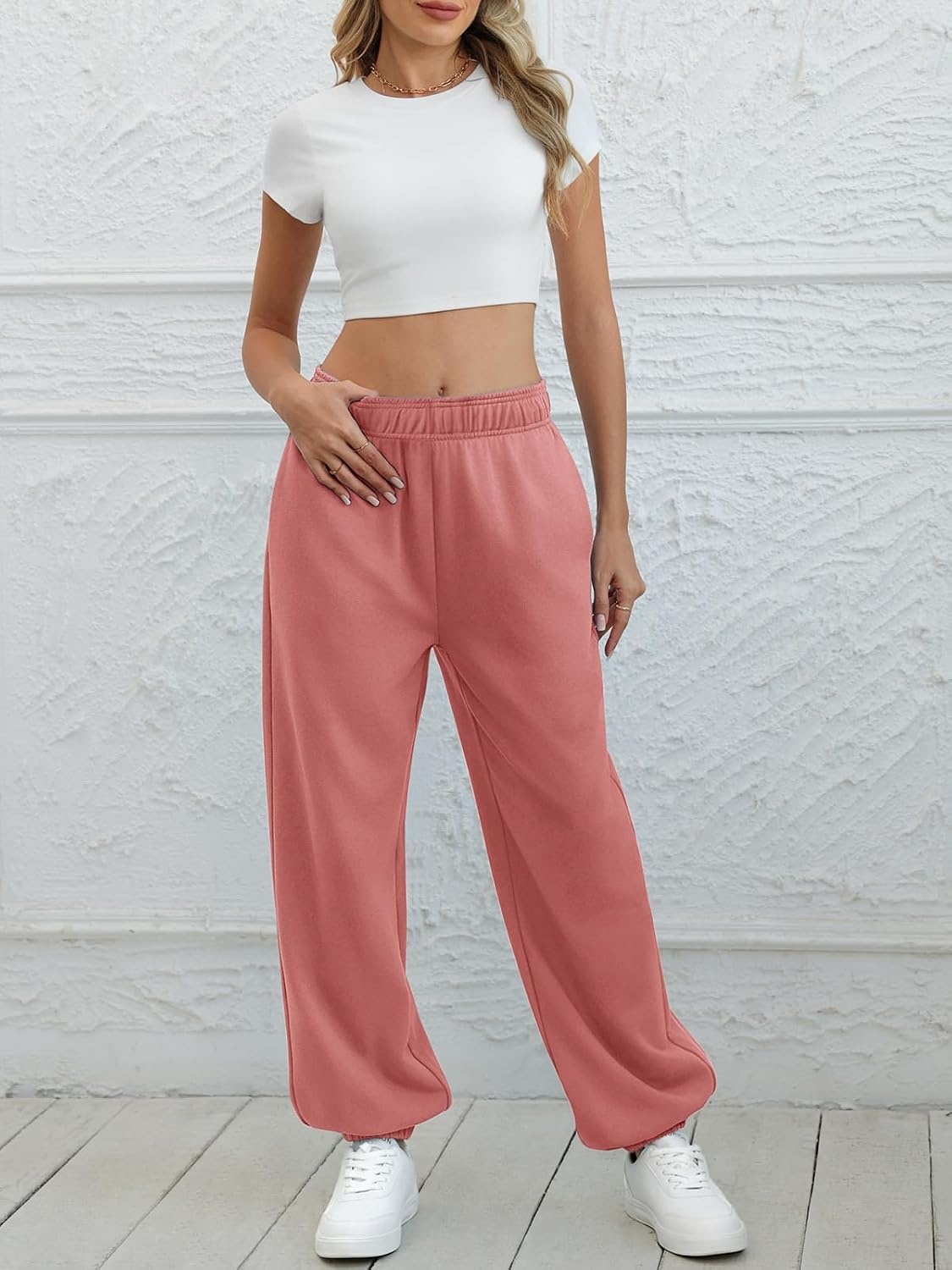 image:imageATHMILE Sweatpants Women Baggy Lounge Pants Workout Gym Active High Waisted Comfy Joggers for Women Fall Clothes 2026Pink