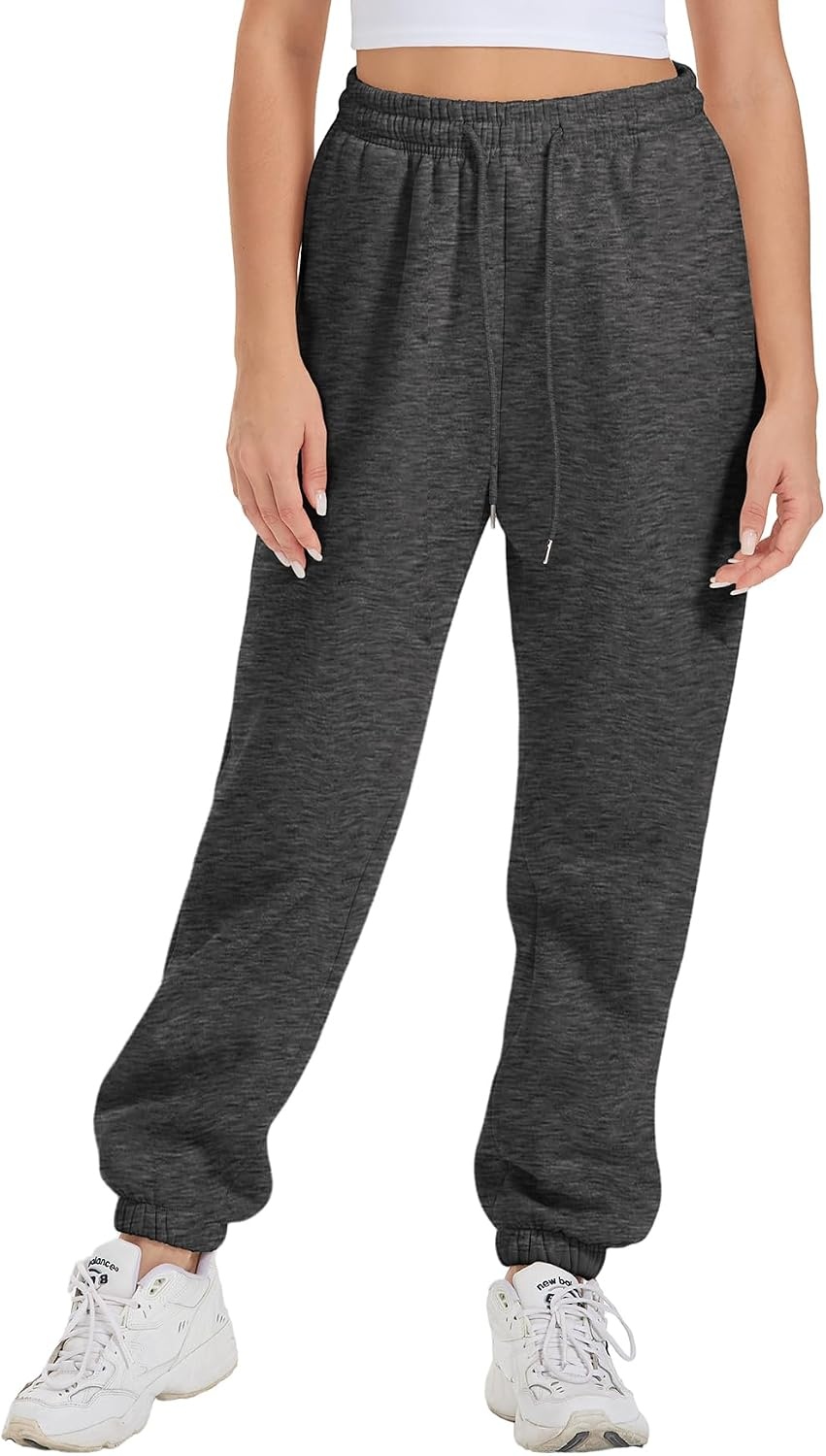 image:imageATHMILE Sweatpants Women Fall Fashion Baggy High Waisted Sweat Pants Winter Fleece Lined Lounge Joggers with Pockets 2026Black Grey