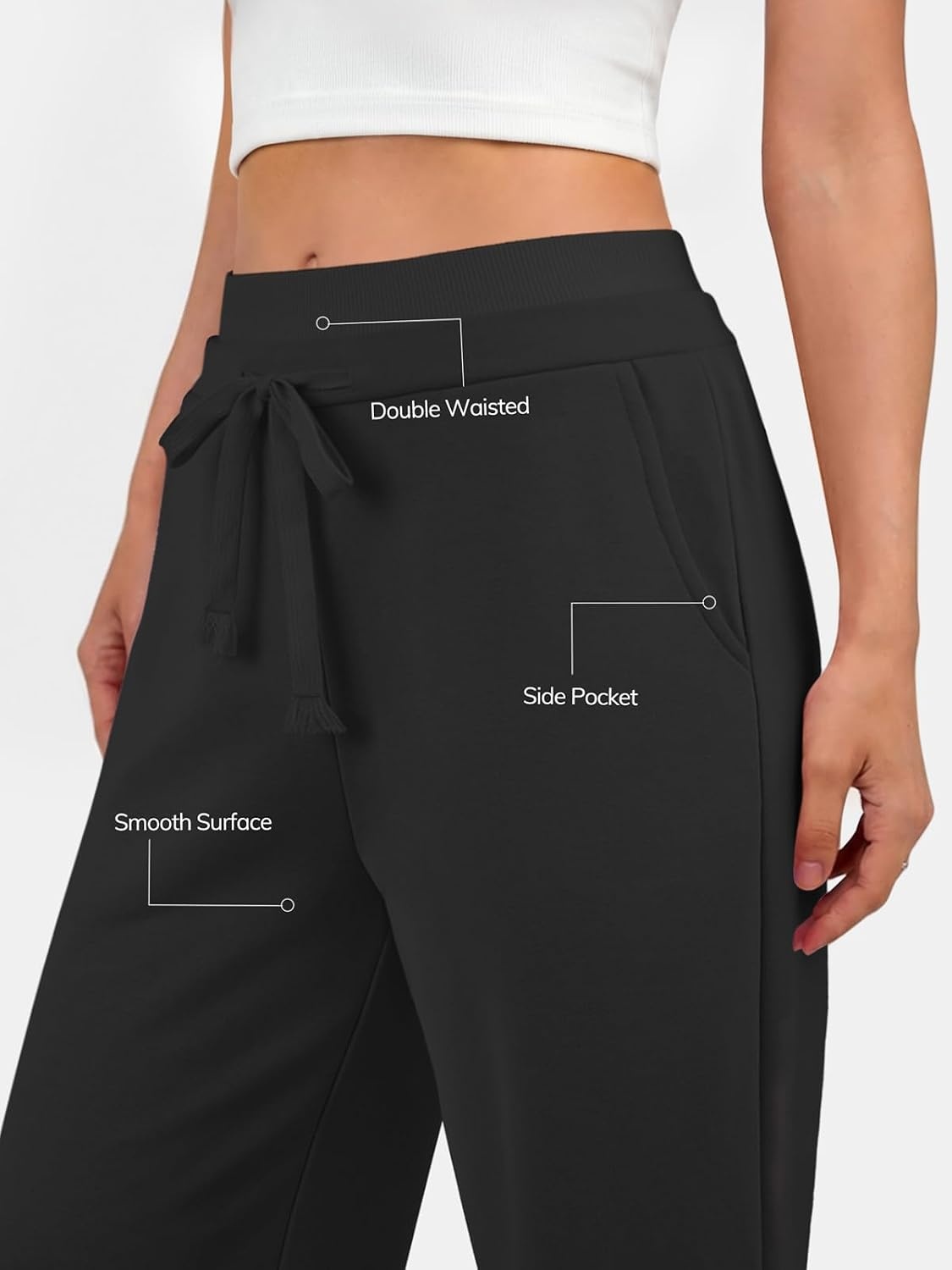 image:imageATHMILE Sweatpants Women Wide Leg High Waisted Baggy Lounge Casual Cotton Pants Fashion Y2K Gym Clothes for Fall WinterBlack