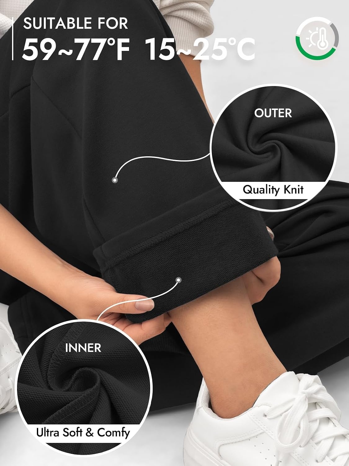 image:imageATHMILE Sweatpants Women Wide Leg High Waisted Baggy Lounge Casual Cotton Pants Fashion Y2K Gym Clothes for Fall WinterBlack