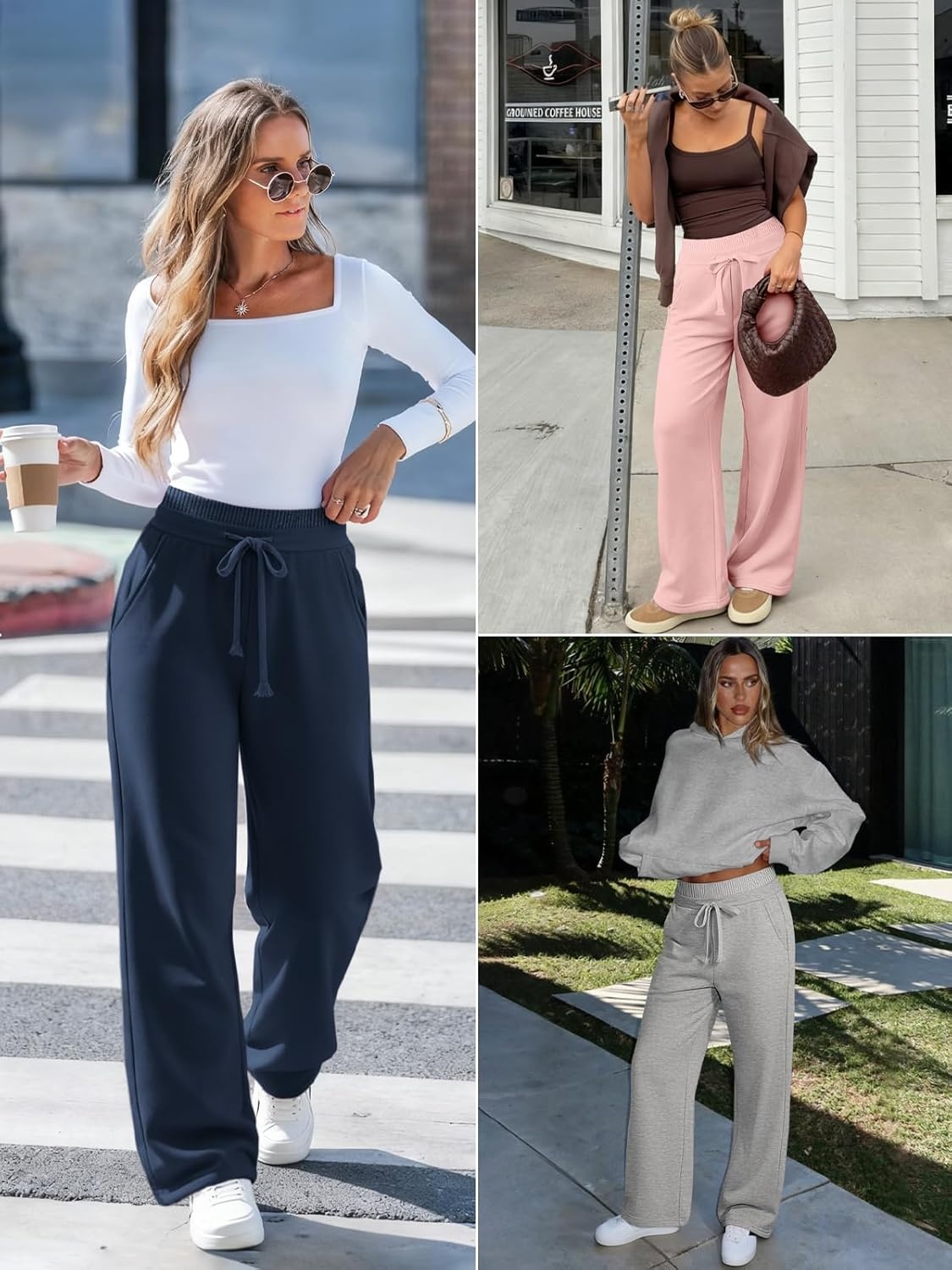 image:imageATHMILE Sweatpants Women Wide Leg High Waisted Baggy Lounge Casual Cotton Pants Fashion Y2K Gym Clothes for Fall WinterBrown