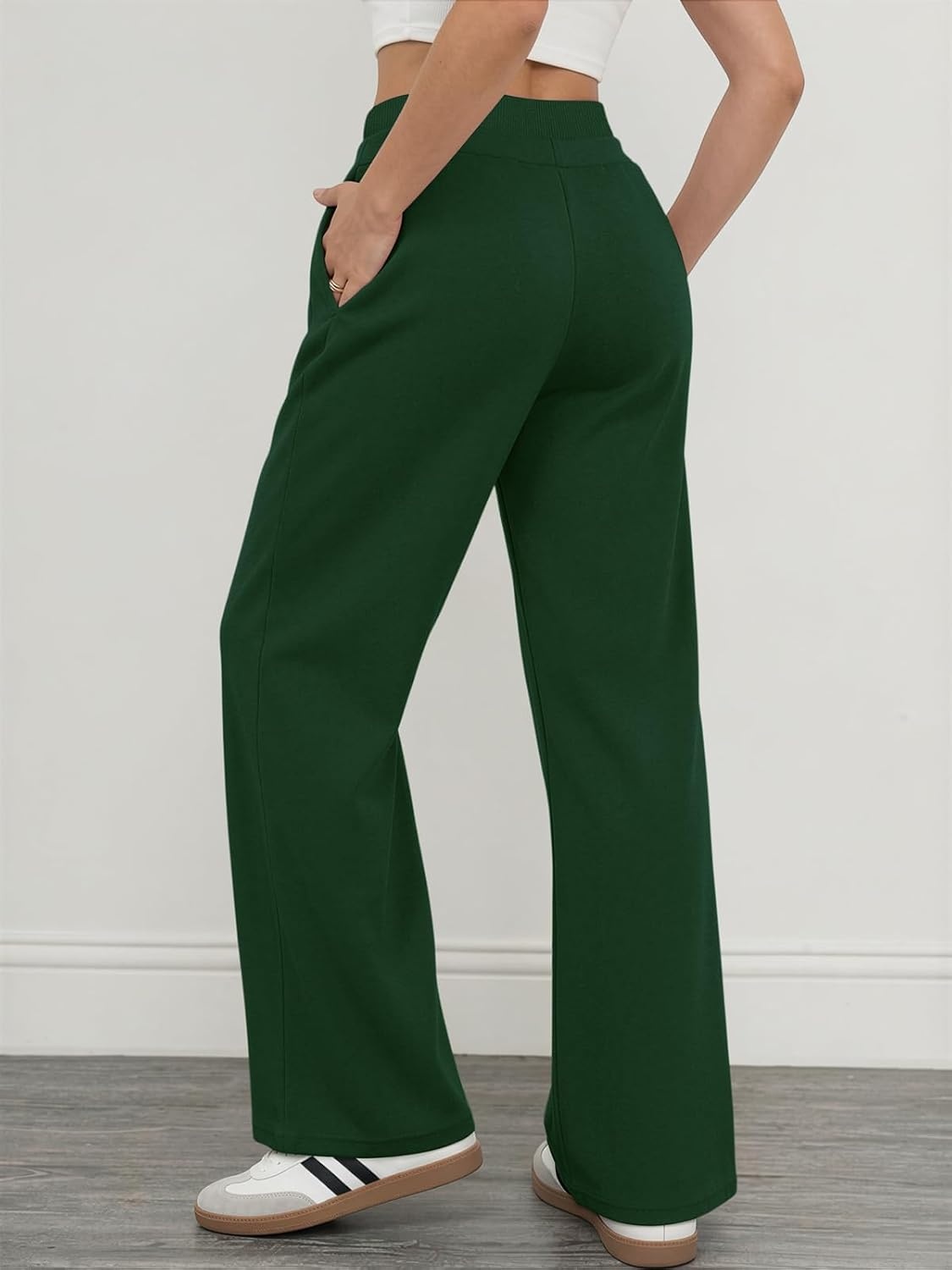image:imageATHMILE Sweatpants Women Wide Leg High Waisted Baggy Lounge Casual Cotton Pants Fashion Y2K Gym Clothes for Fall WinterDark Green