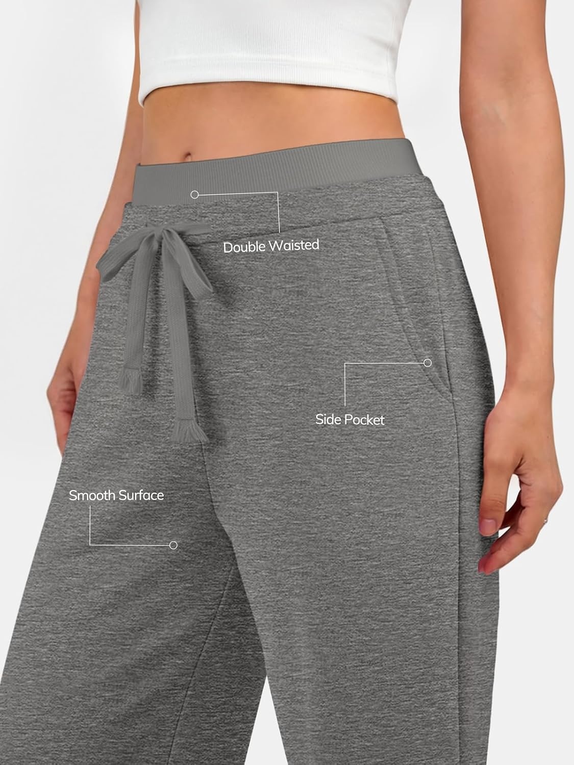 image:imageATHMILE Sweatpants Women Wide Leg High Waisted Baggy Lounge Casual Cotton Pants Fashion Y2K Gym Clothes for Fall WinterDark Grey