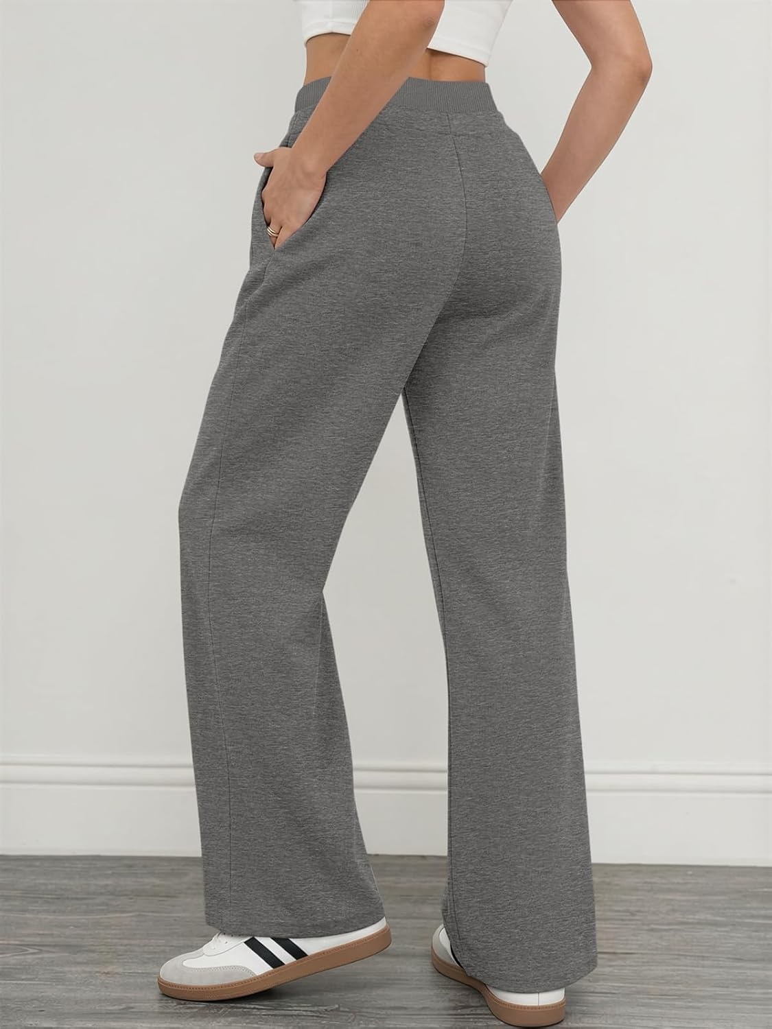 image:imageATHMILE Sweatpants Women Wide Leg High Waisted Baggy Lounge Casual Cotton Pants Fashion Y2K Gym Clothes for Fall WinterDark Grey