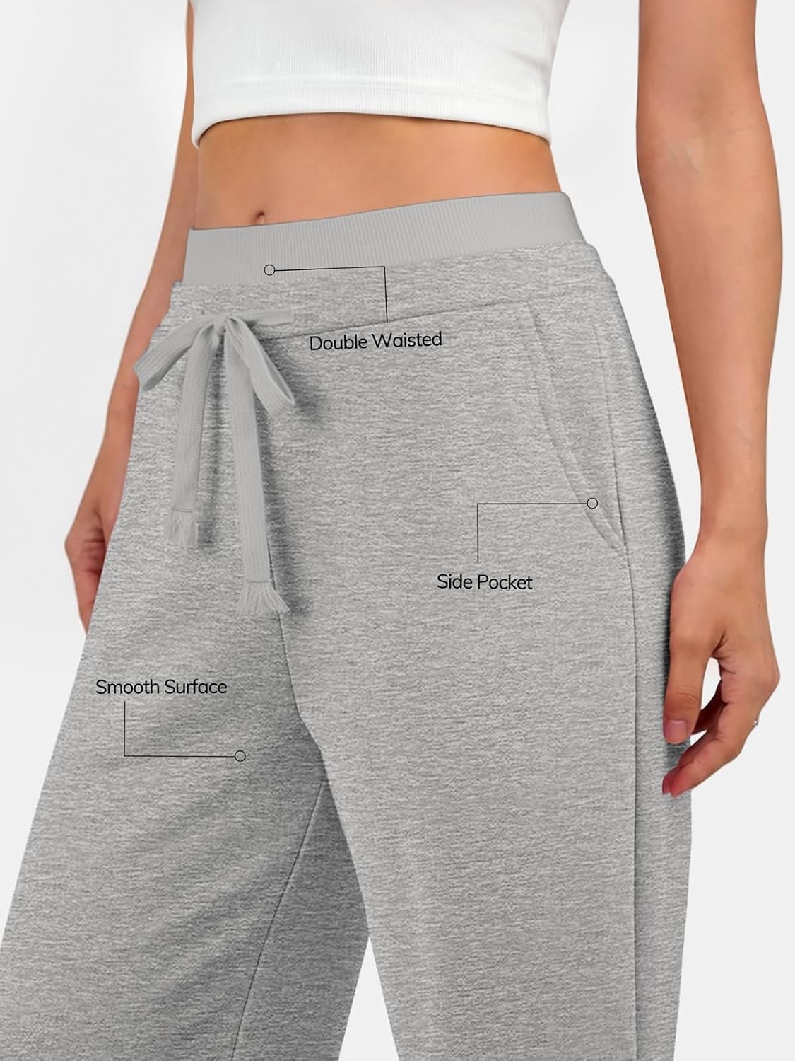 image:imageATHMILE Sweatpants Women Wide Leg High Waisted Baggy Lounge Casual Cotton Pants Fashion Y2K Gym Clothes for Fall WinterGrey