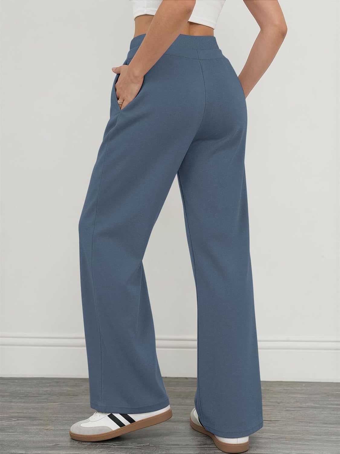 image:imageATHMILE Sweatpants Women Wide Leg High Waisted Baggy Lounge Casual Cotton Pants Fashion Y2K Gym Clothes for Fall WinterGrey Blue