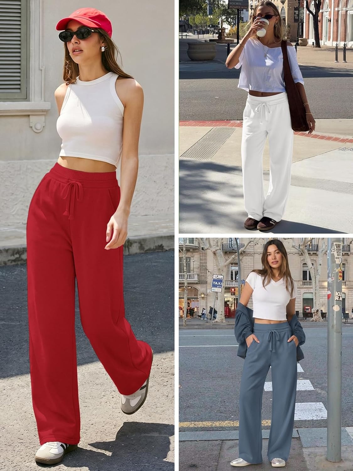image:imageATHMILE Sweatpants Women Wide Leg High Waisted Baggy Lounge Casual Cotton Pants Fashion Y2K Gym Clothes for Fall WinterGrey Blue