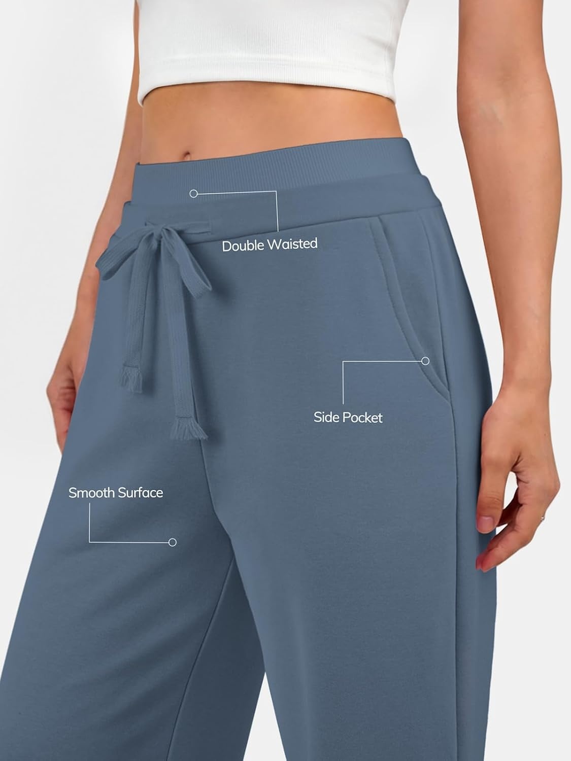 image:imageATHMILE Sweatpants Women Wide Leg High Waisted Baggy Lounge Casual Cotton Pants Fashion Y2K Gym Clothes for Fall WinterGrey Blue