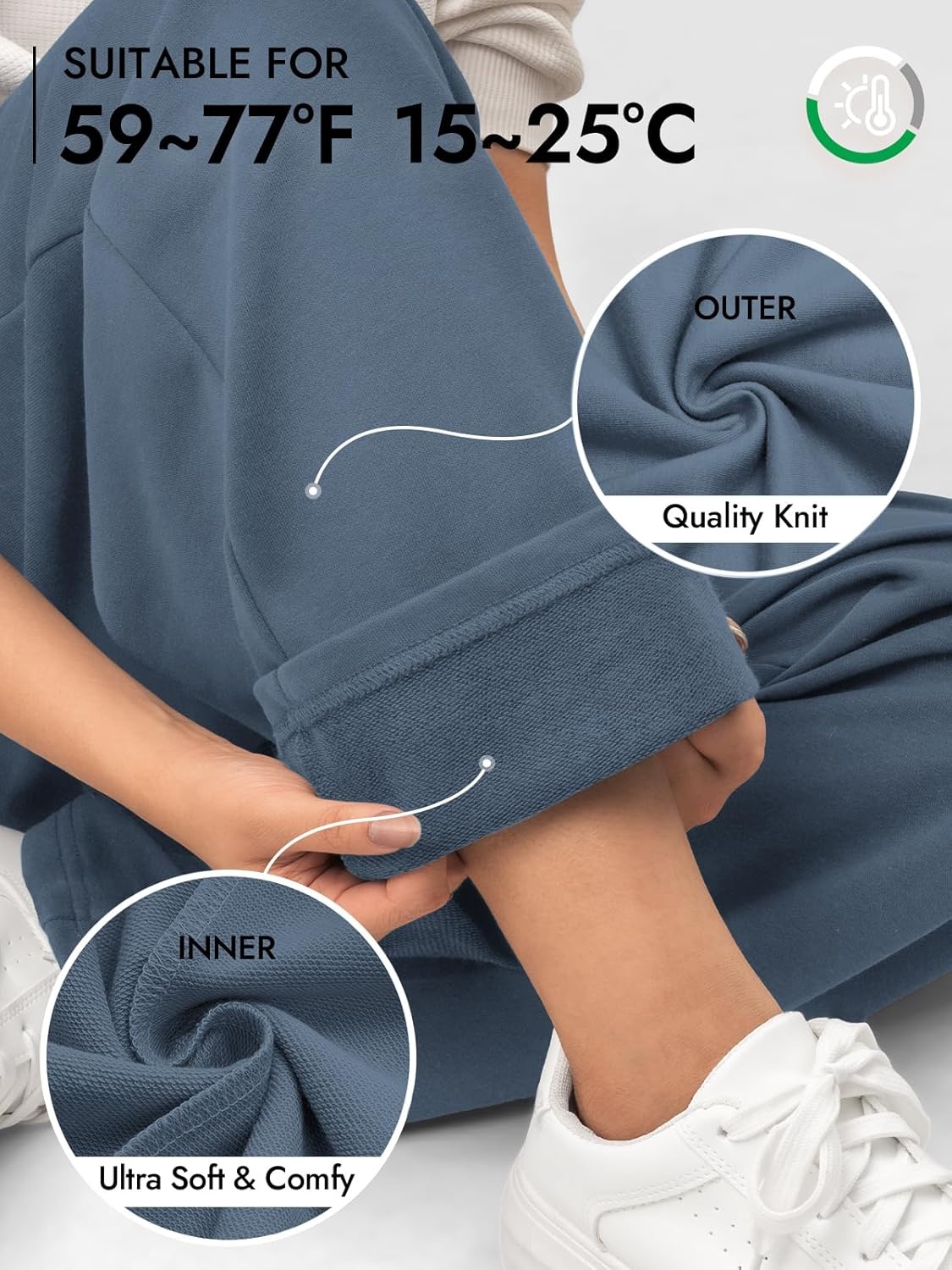 image:imageATHMILE Sweatpants Women Wide Leg High Waisted Baggy Lounge Casual Cotton Pants Fashion Y2K Gym Clothes for Fall WinterGrey Blue