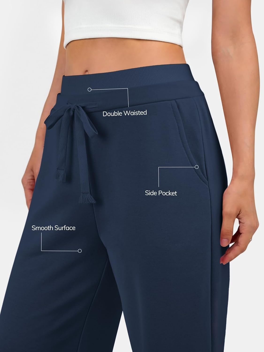 image:imageATHMILE Sweatpants Women Wide Leg High Waisted Baggy Lounge Casual Cotton Pants Fashion Y2K Gym Clothes for Fall WinterNavy Blue
