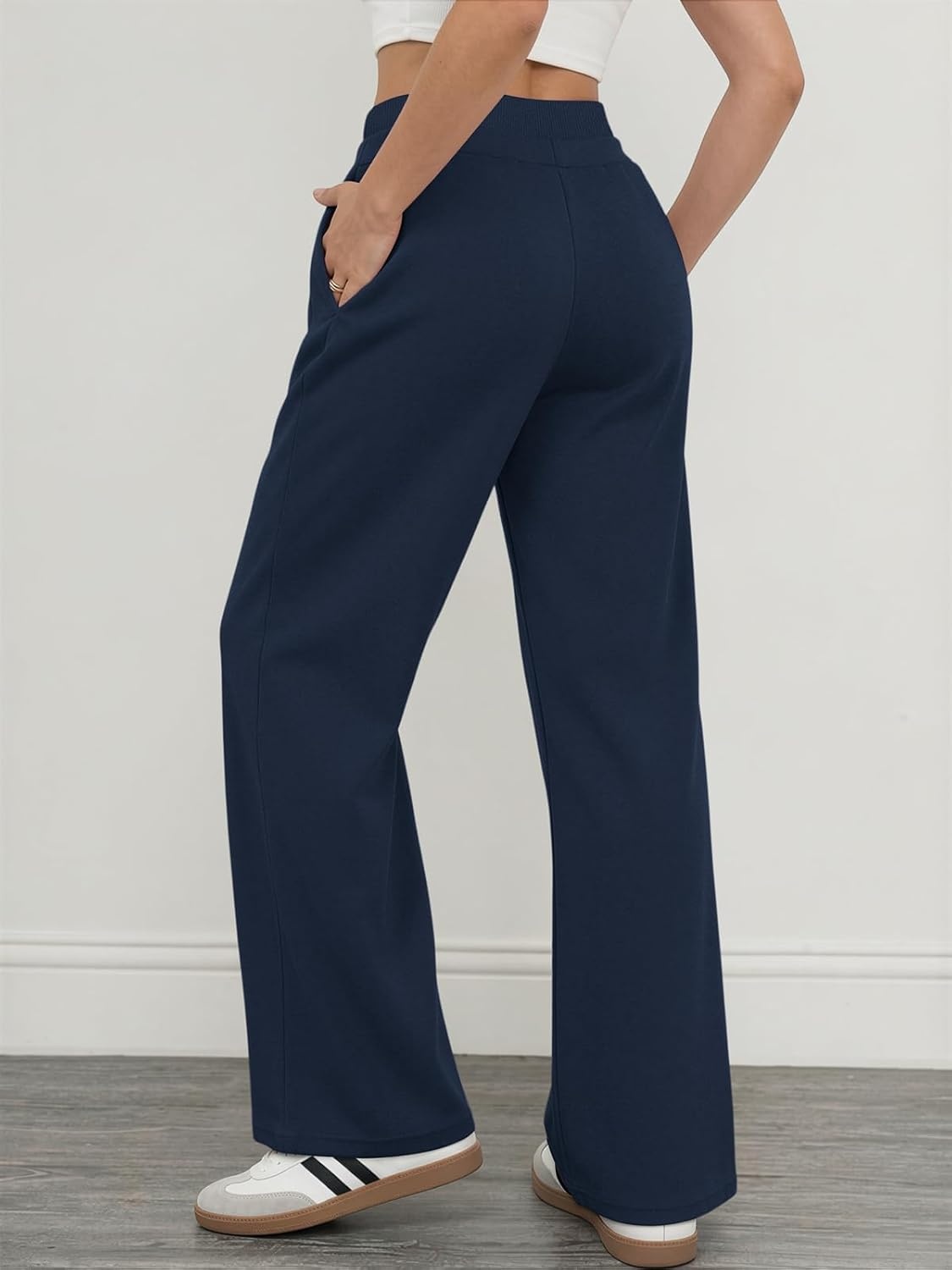 image:imageATHMILE Sweatpants Women Wide Leg High Waisted Baggy Lounge Casual Cotton Pants Fashion Y2K Gym Clothes for Fall WinterNavy Blue