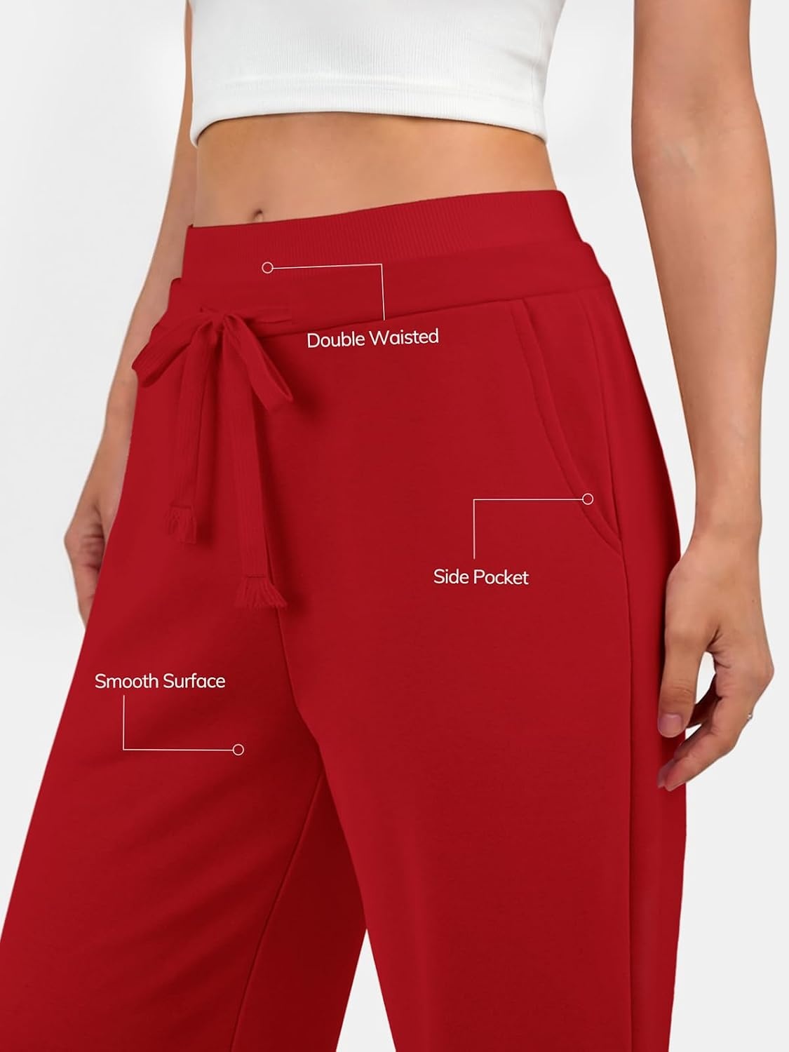 image:imageATHMILE Sweatpants Women Wide Leg High Waisted Baggy Lounge Casual Cotton Pants Fashion Y2K Gym Clothes for Fall WinterRed