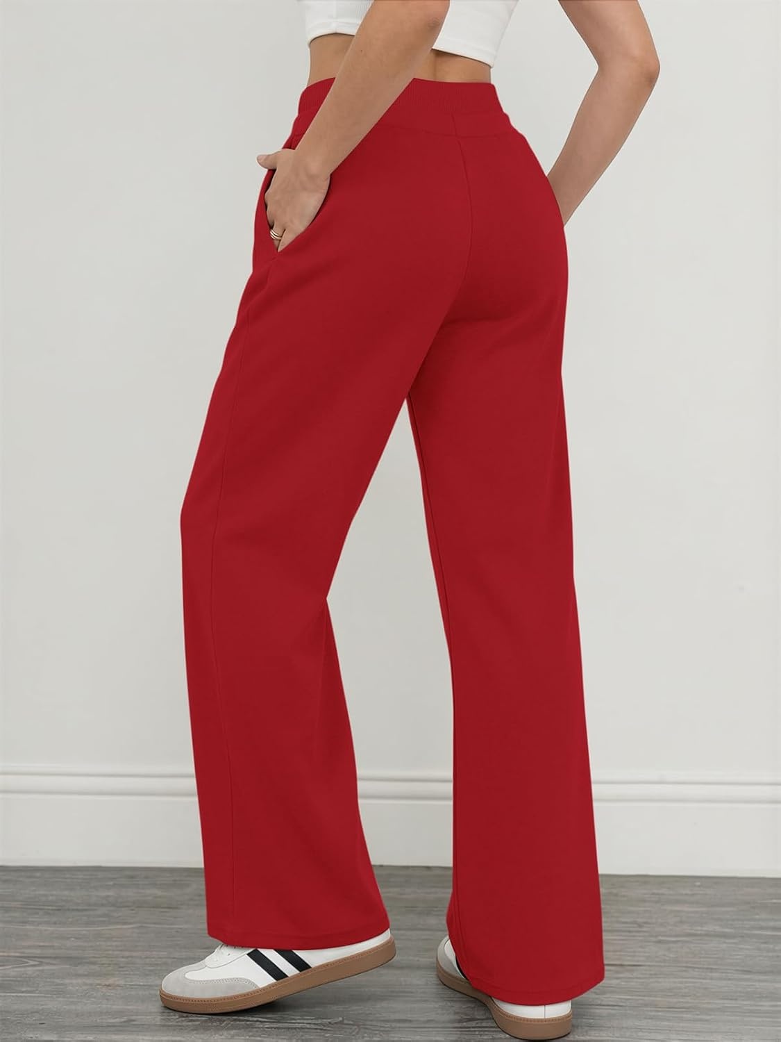 image:imageATHMILE Sweatpants Women Wide Leg High Waisted Baggy Lounge Casual Cotton Pants Fashion Y2K Gym Clothes for Fall WinterRed