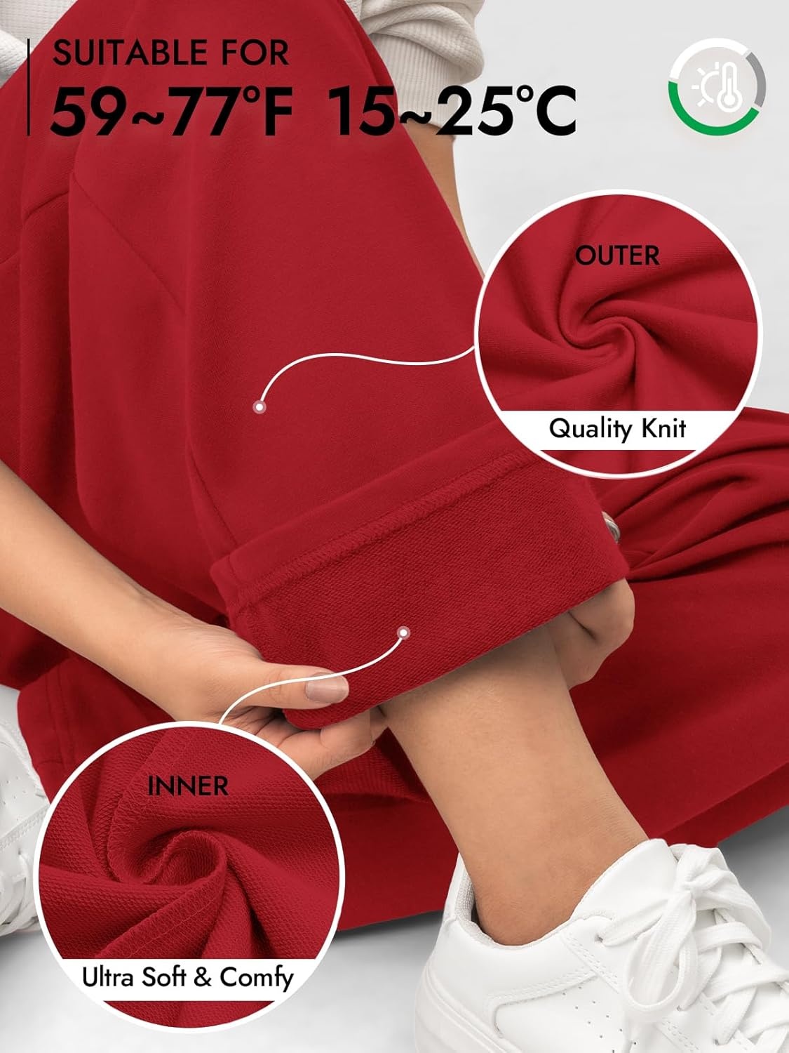 image:imageATHMILE Sweatpants Women Wide Leg High Waisted Baggy Lounge Casual Cotton Pants Fashion Y2K Gym Clothes for Fall WinterRed