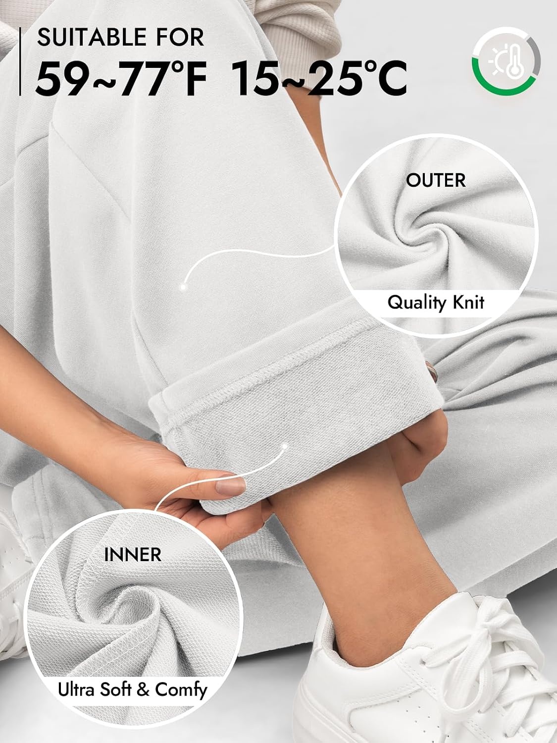 image:imageATHMILE Sweatpants Women Wide Leg High Waisted Baggy Lounge Casual Cotton Pants Fashion Y2K Gym Clothes for Fall WinterWhite