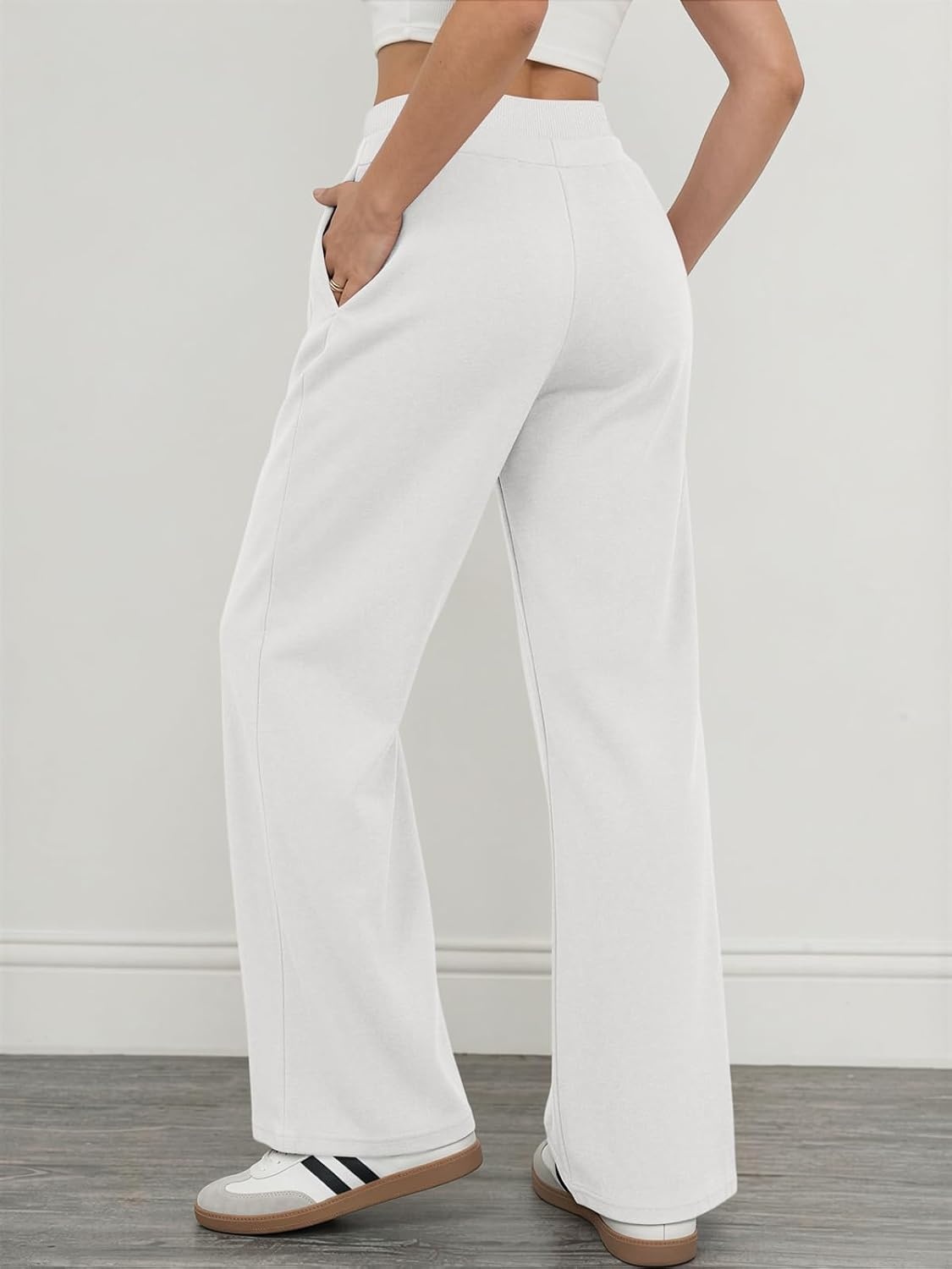 image:imageATHMILE Sweatpants Women Wide Leg High Waisted Baggy Lounge Casual Cotton Pants Fashion Y2K Gym Clothes for Fall WinterWhite