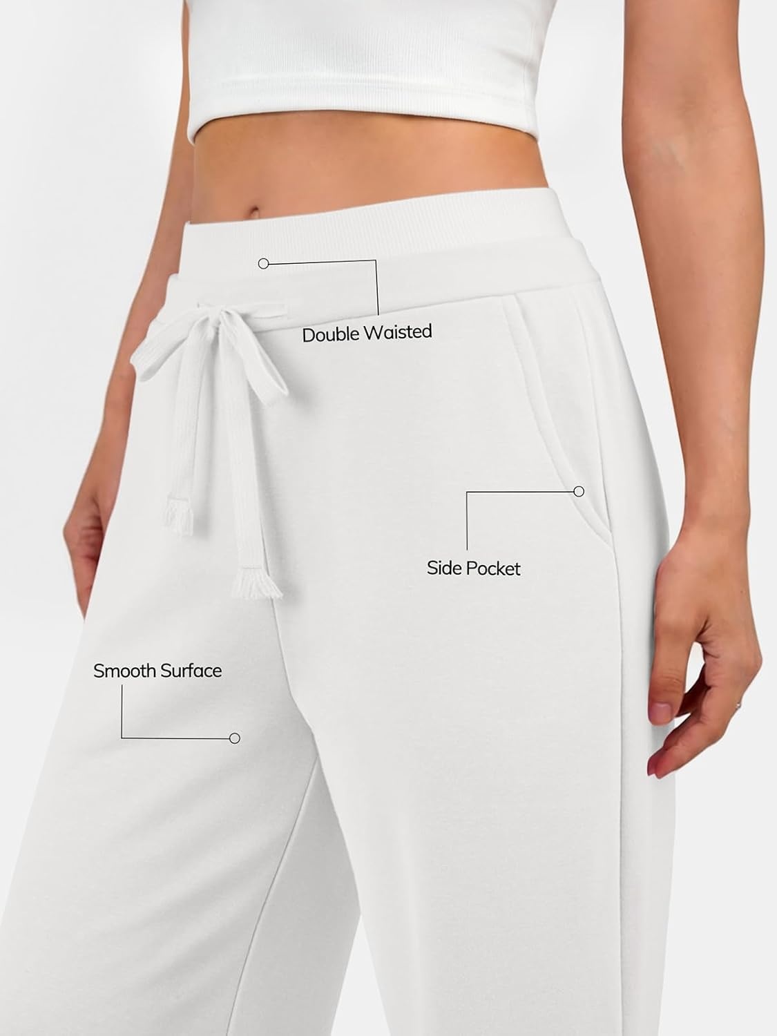 image:imageATHMILE Sweatpants Women Wide Leg High Waisted Baggy Lounge Casual Cotton Pants Fashion Y2K Gym Clothes for Fall WinterWhite