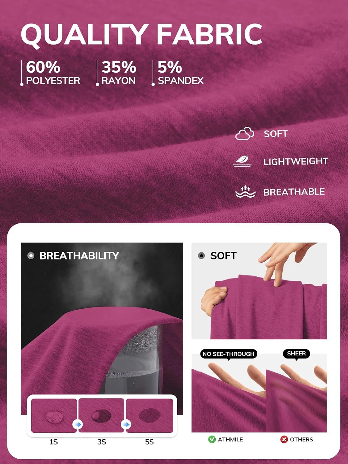 image:imageATHMILE T Shirts Short Sleeve V Neck Tees for Women Fashion Tops Trendy Lightweight Casual Summer Outfits Clothes 2026 BeachPurple