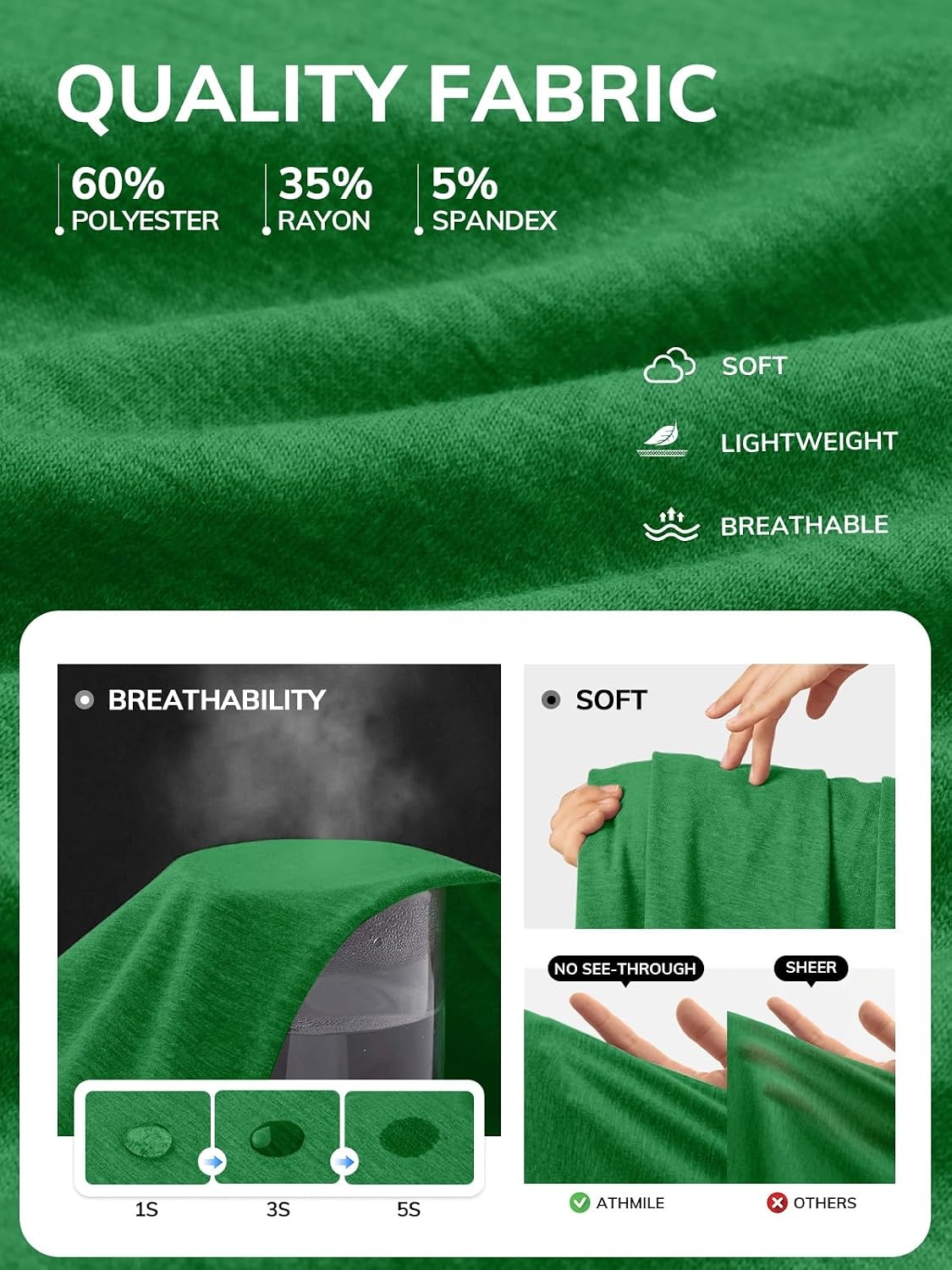image:imageATHMILE T Shirts Short Sleeve V Neck Tees for Women Fashion Tops Trendy Lightweight Casual Summer Outfits Clothes 2026 BeachSan Pa Green