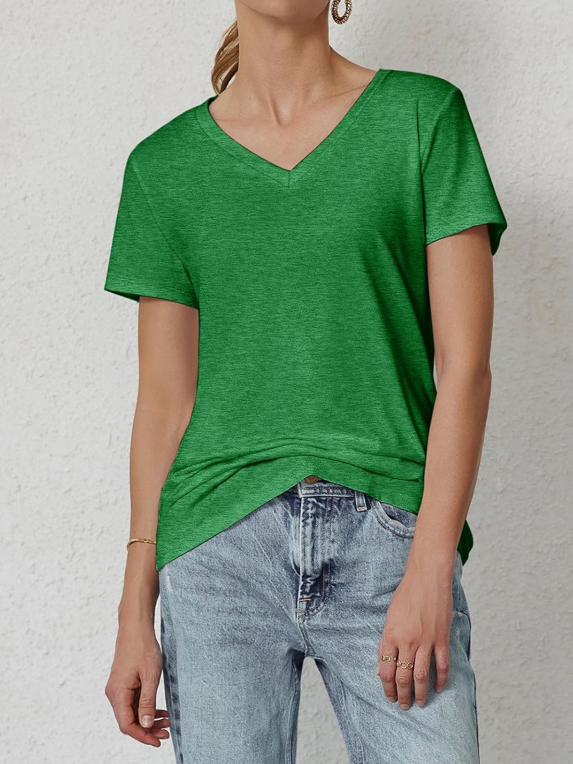image:imageATHMILE T Shirts Short Sleeve V Neck Tees for Women Fashion Tops Trendy Soft Casual Summer Clothes Outfits 2026San Pa Green