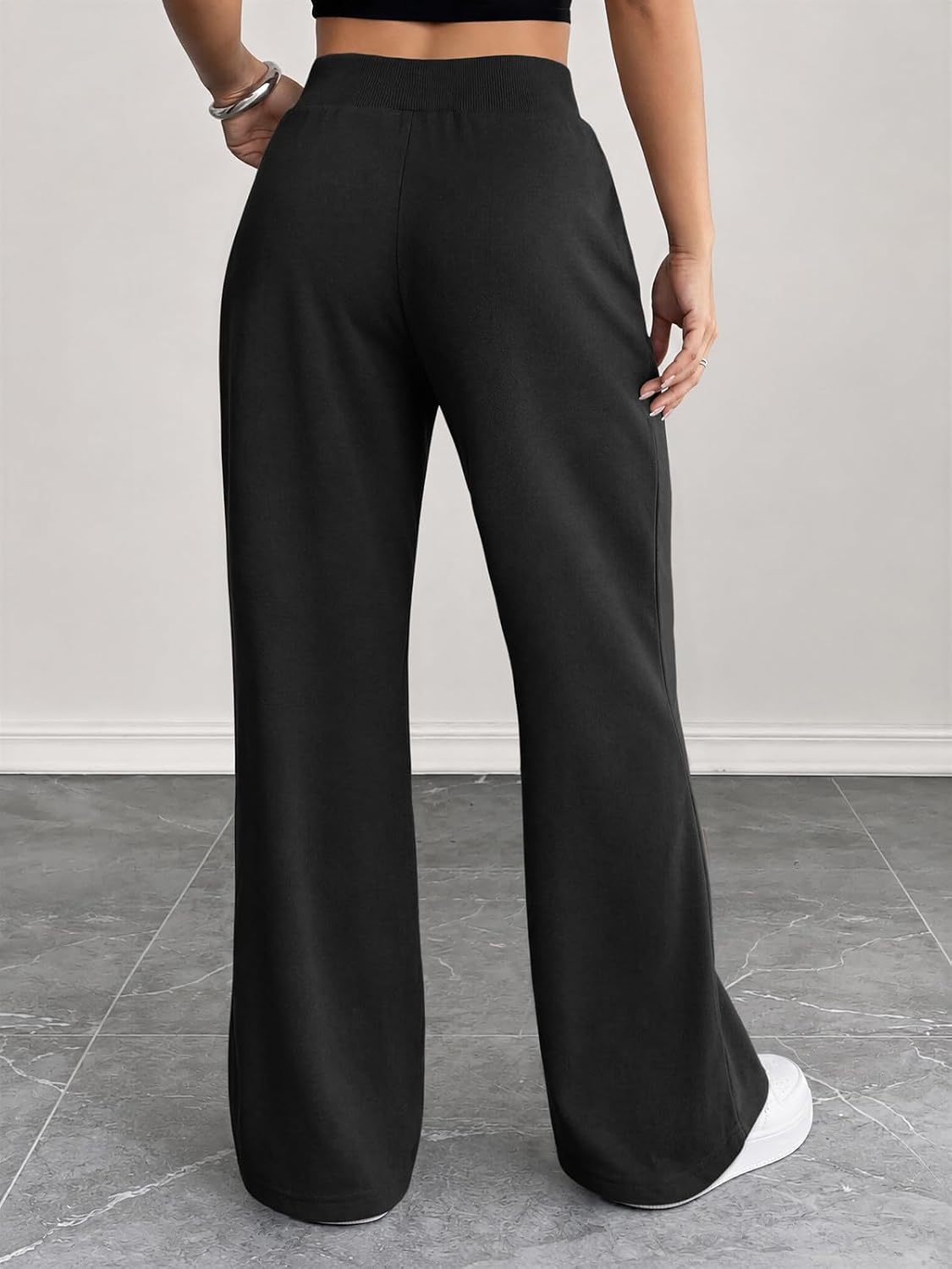 image:imageATHMILE Wide Leg Sweatpants Women High Waisted Baggy Lounge Pants Casual Comfy Joggers Fall Fashion Trendy Gym ClothesBlack