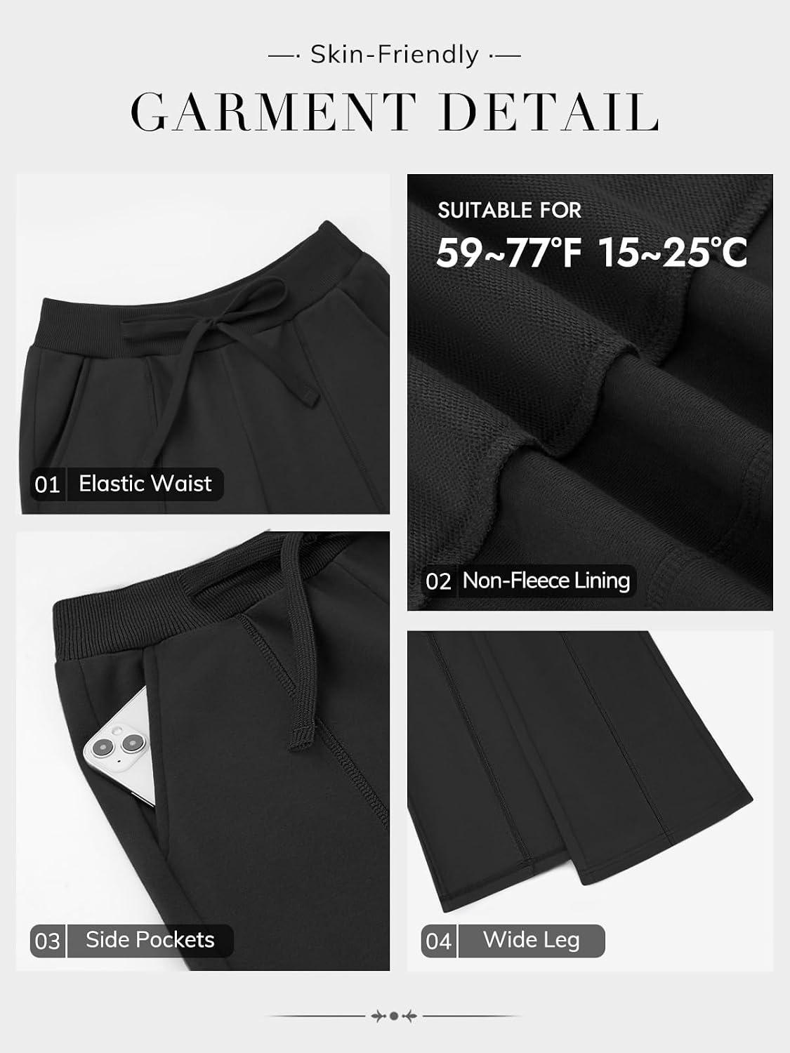 image:imageATHMILE Wide Leg Sweatpants Women High Waisted Baggy Lounge Pants Casual Comfy Joggers Fall Fashion Trendy Gym ClothesBlack