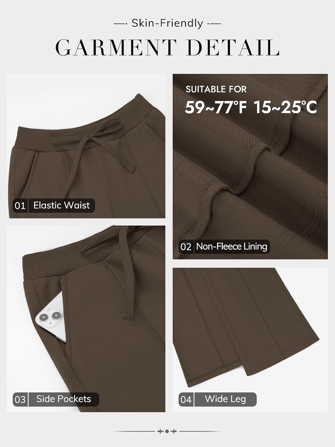 image:imageATHMILE Wide Leg Sweatpants Women High Waisted Baggy Lounge Pants Casual Comfy Joggers Fall Fashion Trendy Gym ClothesCoffee