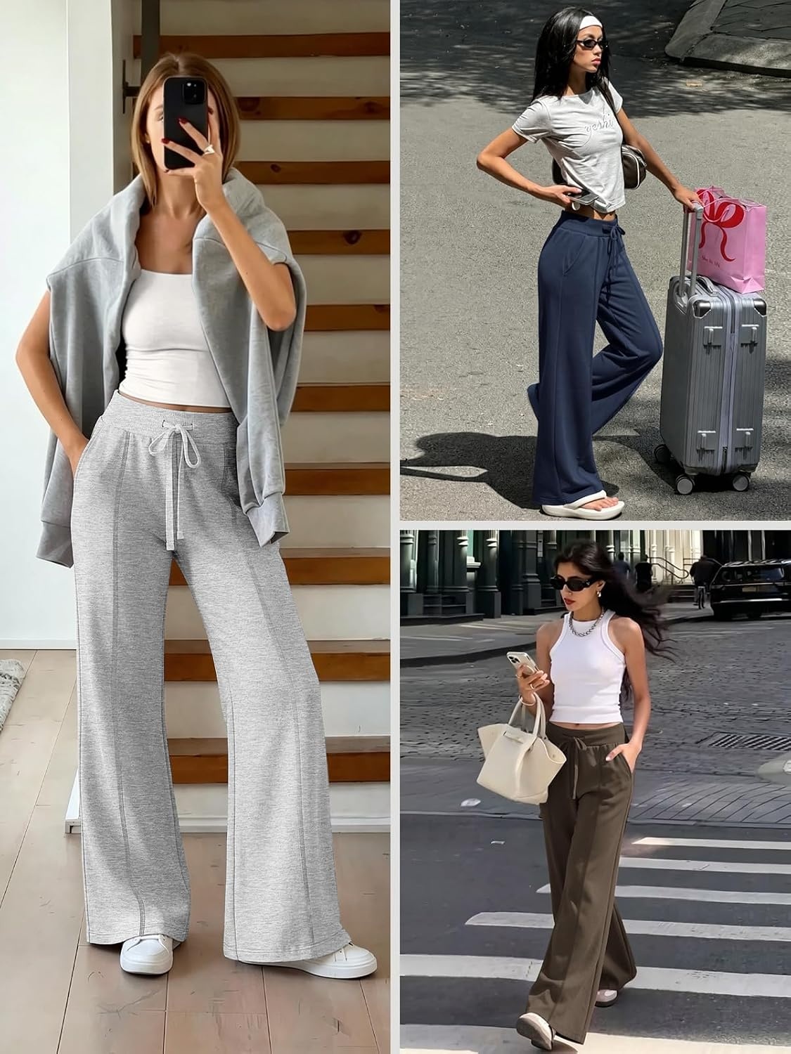 image:imageATHMILE Wide Leg Sweatpants Women High Waisted Baggy Lounge Pants Casual Comfy Joggers Fall Fashion Trendy Gym ClothesCoffee
