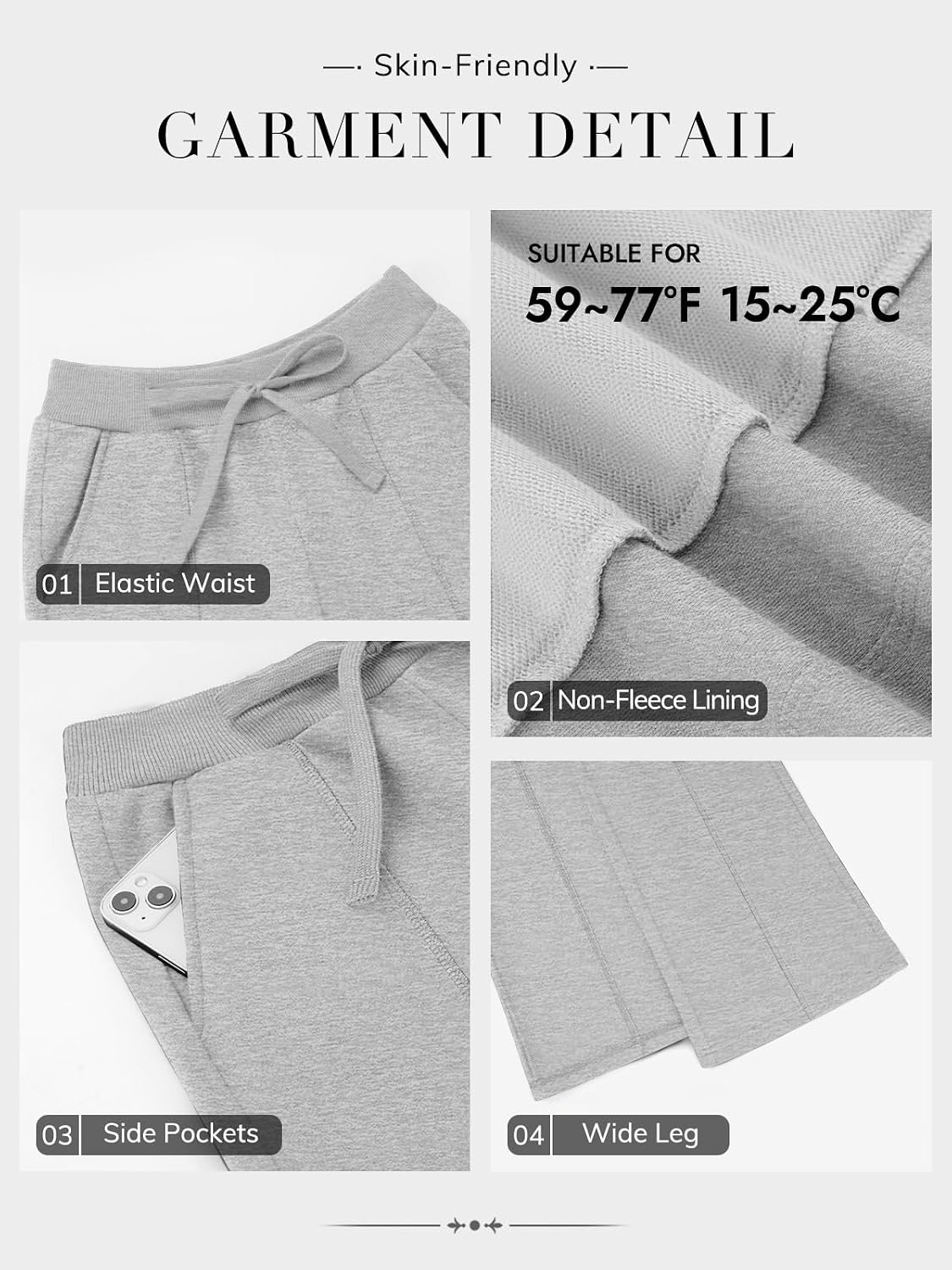 image:imageATHMILE Wide Leg Sweatpants Women High Waisted Baggy Lounge Pants Casual Comfy Joggers Fall Fashion Trendy Gym ClothesGrey