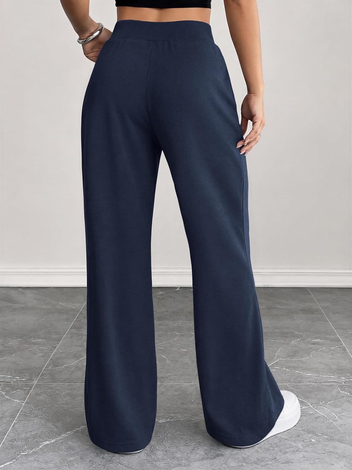 image:imageATHMILE Wide Leg Sweatpants Women High Waisted Baggy Lounge Pants Casual Comfy Joggers Fall Fashion Trendy Gym ClothesNavy