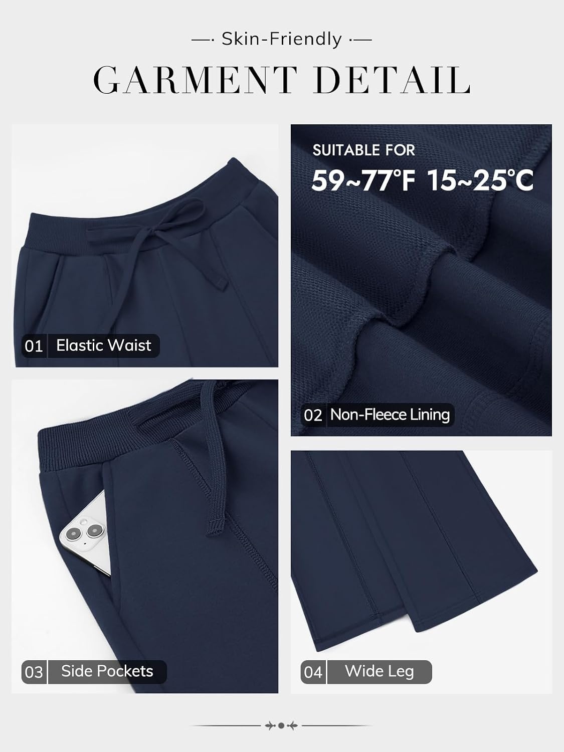 image:imageATHMILE Wide Leg Sweatpants Women High Waisted Baggy Lounge Pants Casual Comfy Joggers Fall Fashion Trendy Gym ClothesNavy