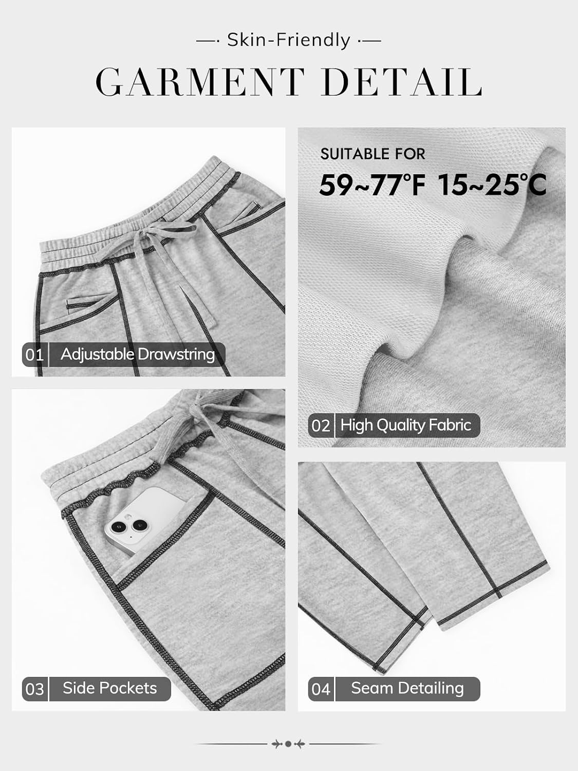 image:imageATHMILE Womens Baggy Barrel Sweatpants Wide Leg Drawstring Lounge Sweat Pants with PocketsLight Grey