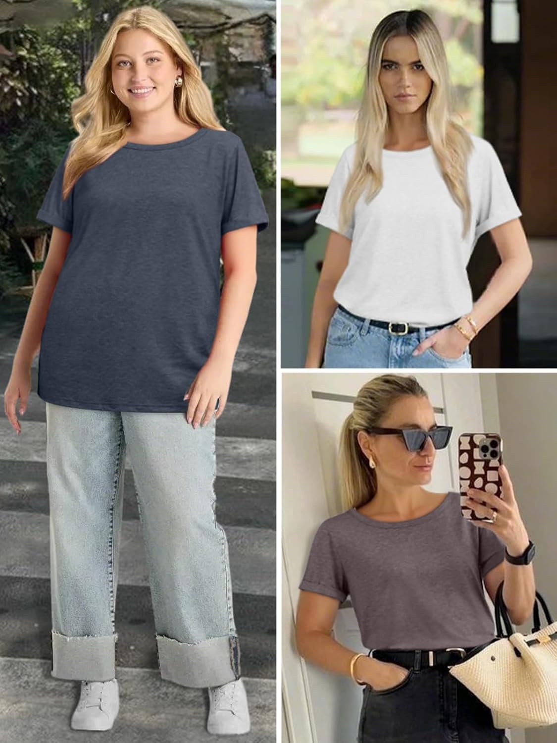image:imageATHMILE Womens Boat Neck Tops Fashion Short Sleeve Scoop Neck Tees for Women Trendy Casual Shirts Summer Beach Outfits 2026Grey