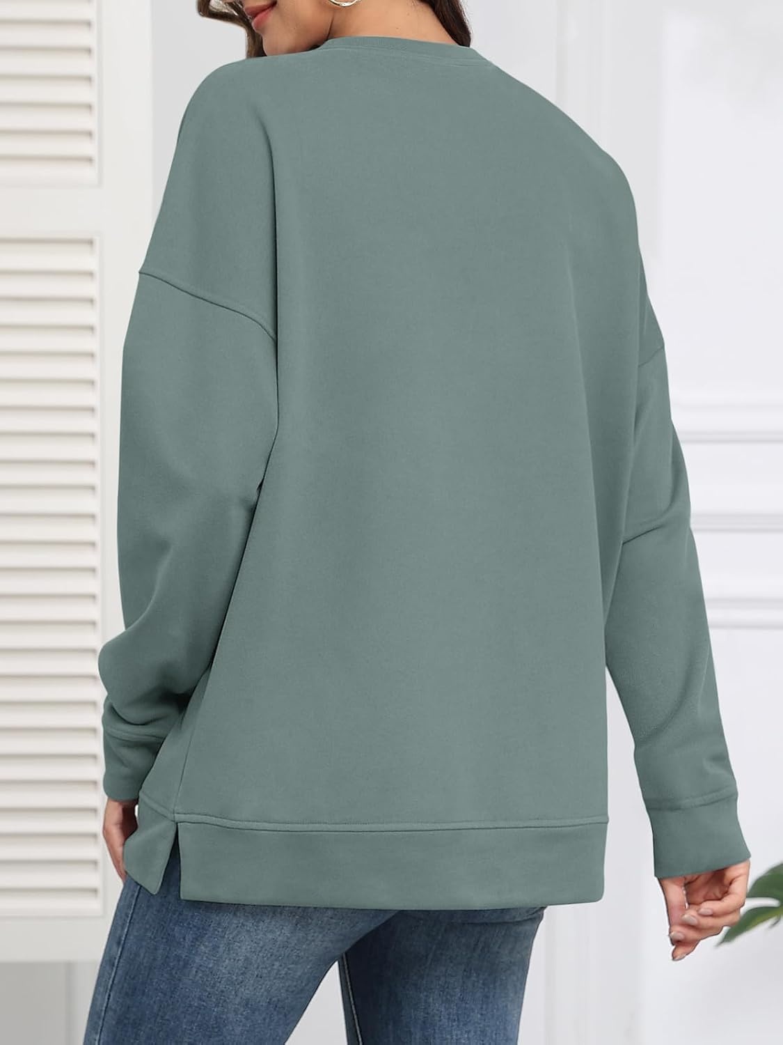 image:imageATHMILE Womens Casual Crew Neck Sweatshirt Loose Soft Long Sleeve Shirts Oversized Pullover Tops Fall OutfitsBlue