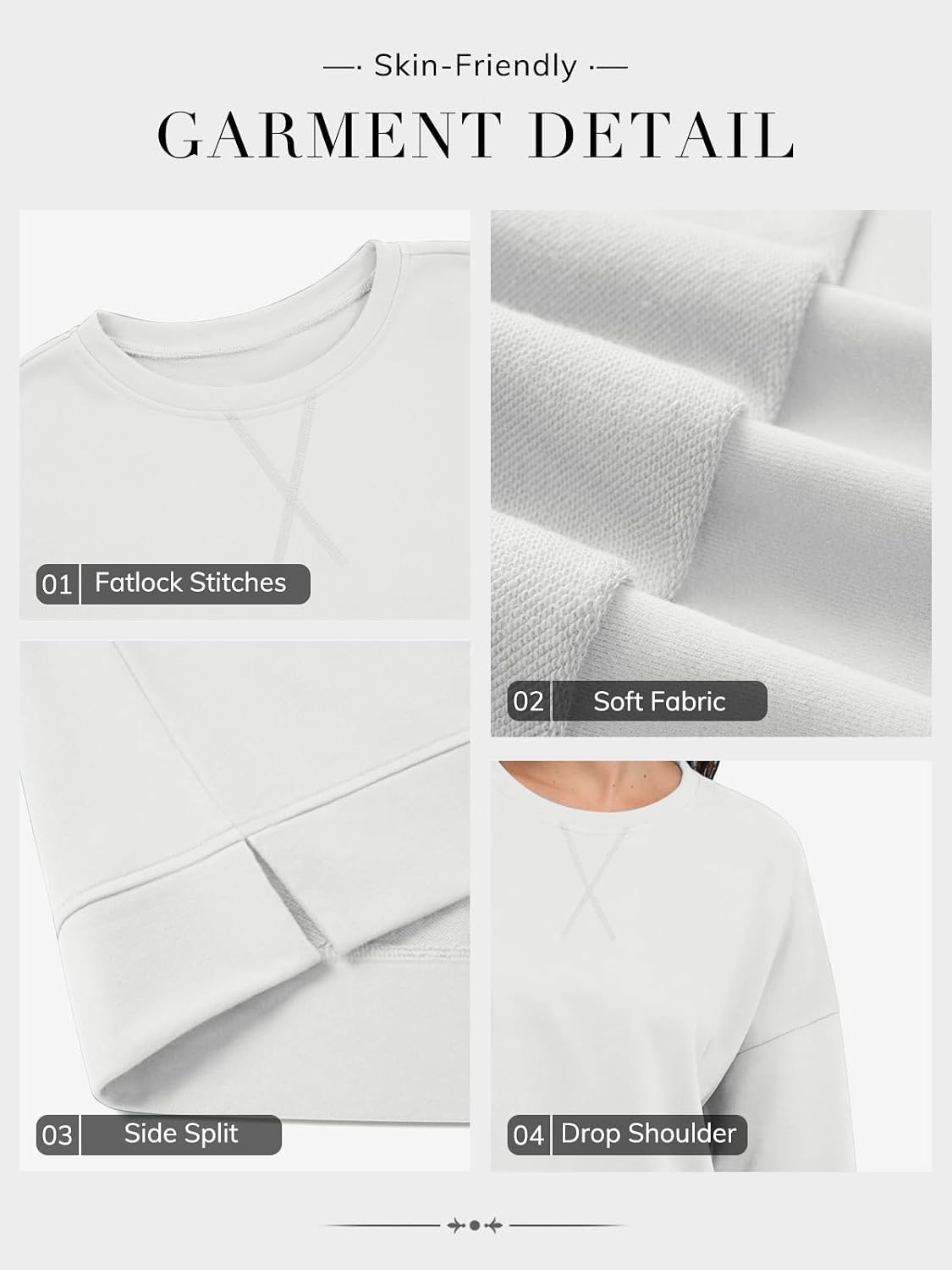 image:imageATHMILE Womens Casual Crew Neck Sweatshirt Loose Soft Long Sleeve Shirts Oversized Pullover Tops Fall OutfitsWhite