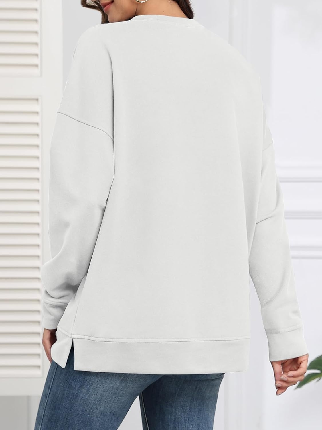 image:imageATHMILE Womens Casual Crew Neck Sweatshirt Loose Soft Long Sleeve Shirts Oversized Pullover Tops Fall OutfitsWhite