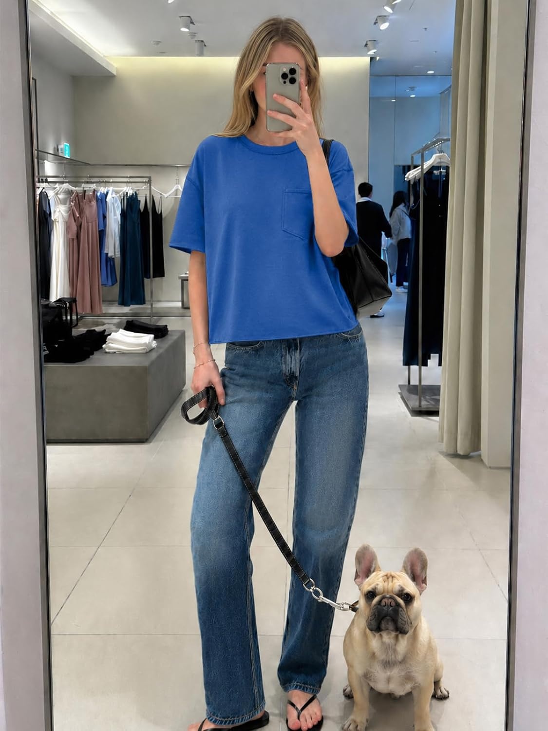 image:imageATHMILE Womens Crop Tops Workout Shirts Gym Oversized Spring Summer Basic Tees Short Sleeve Casual Loose Drop Shoulder 2026Blue