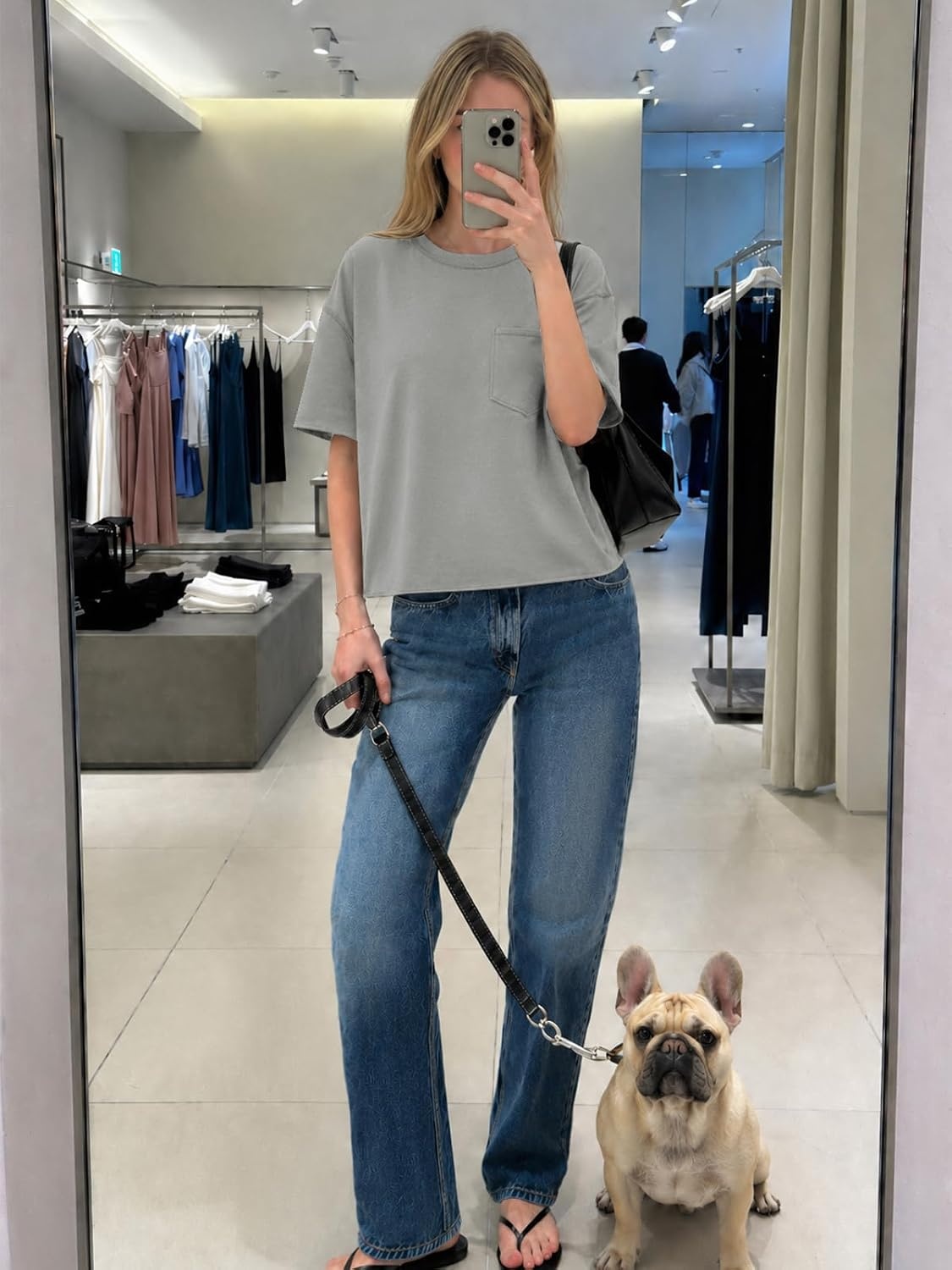 image:imageATHMILE Womens Crop Tops Workout Shirts Gym Oversized Spring Summer Basic Tees Short Sleeve Casual Loose Drop Shoulder 2026Lightgrey