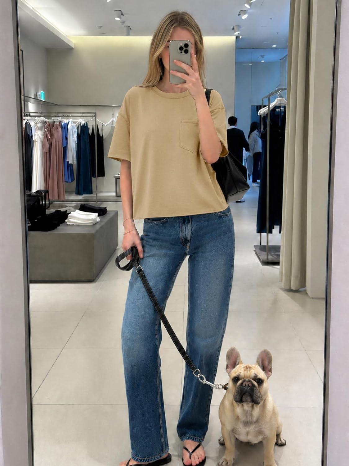 image:imageATHMILE Womens Crop Tops Workout Shirts Gym Oversized Spring Summer Basic Tees Short Sleeve Casual Loose Drop Shoulder 2026Lightkhaki