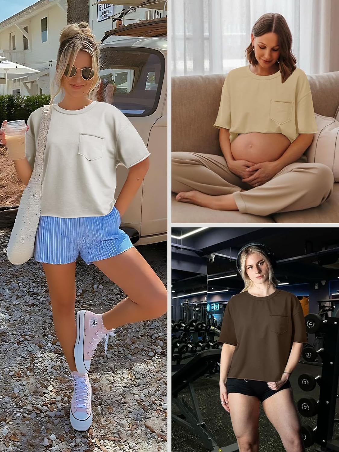 image:imageATHMILE Womens Crop Tops Workout Shirts Gym Oversized Spring Summer Basic Tees Short Sleeve Casual Loose Drop Shoulder 2026Purple