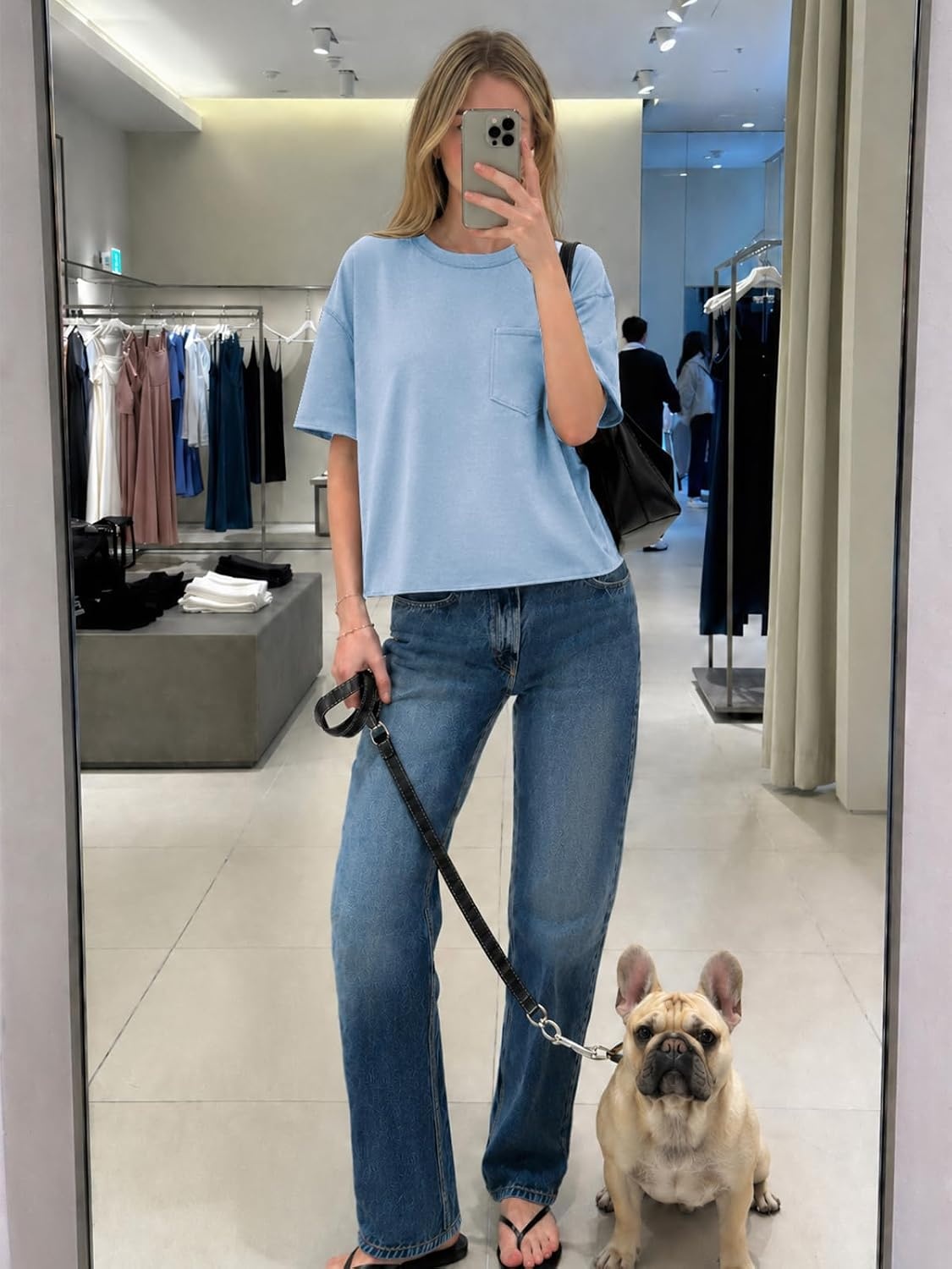 image:imageATHMILE Womens Crop Tops Workout Shirts Gym Oversized Spring Summer Basic Tees Short Sleeve Casual Loose Drop Shoulder 2026Skyblue