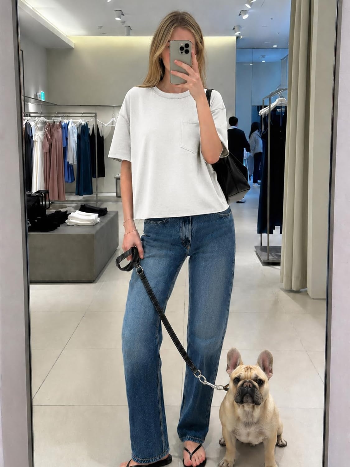 image:imageATHMILE Womens Crop Tops Workout Shirts Gym Oversized Spring Summer Basic Tees Short Sleeve Casual Loose Drop Shoulder 2026White