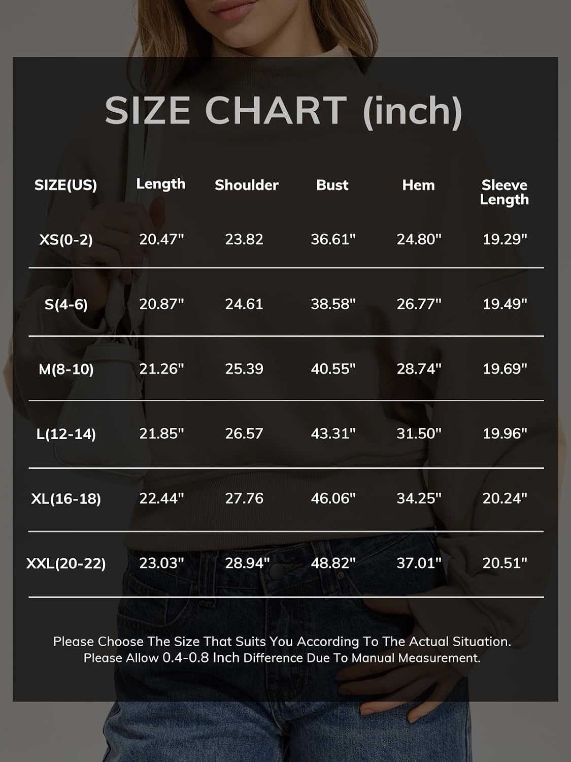 image:imageATHMILE Womens Cropped Sweatshirts Oversized Turtleneck Long Sleeve Tops 2026 Spring Winter Loose Pullover Teen Girls ClothesGrey