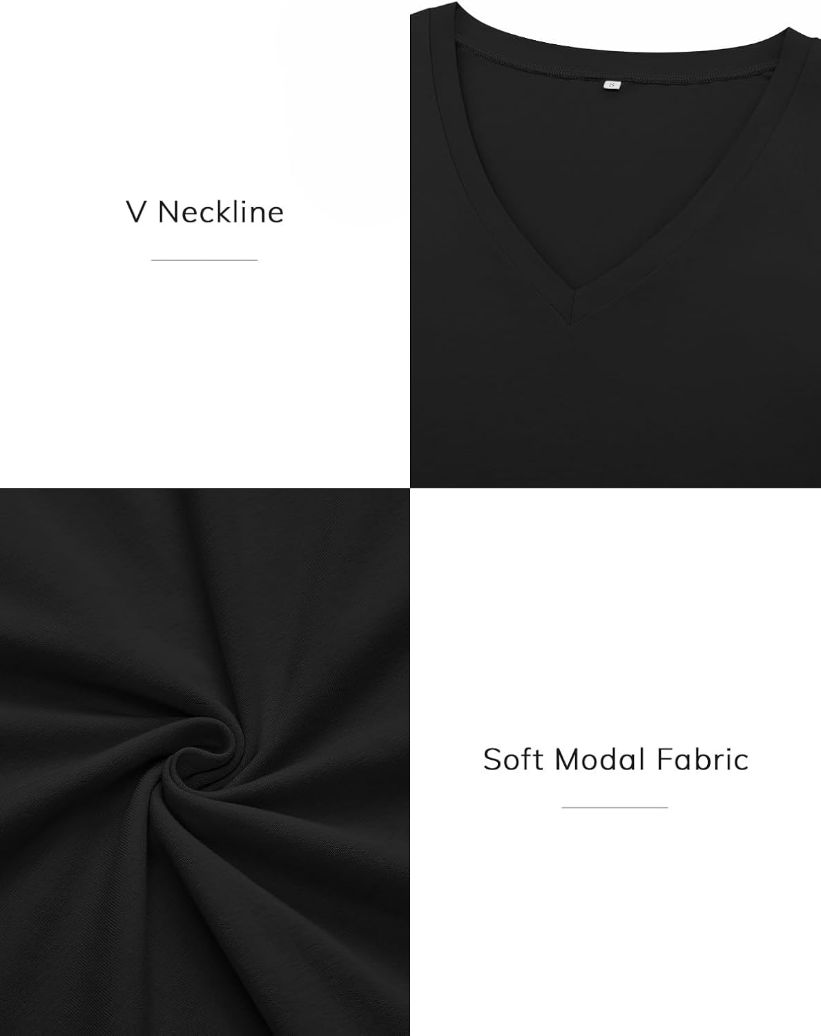 image:imageATHMILE Womens Fall Deep V Neck Long Sleeve Shirts Modal Slim Fit Basic Tee Tops 2026Ablack