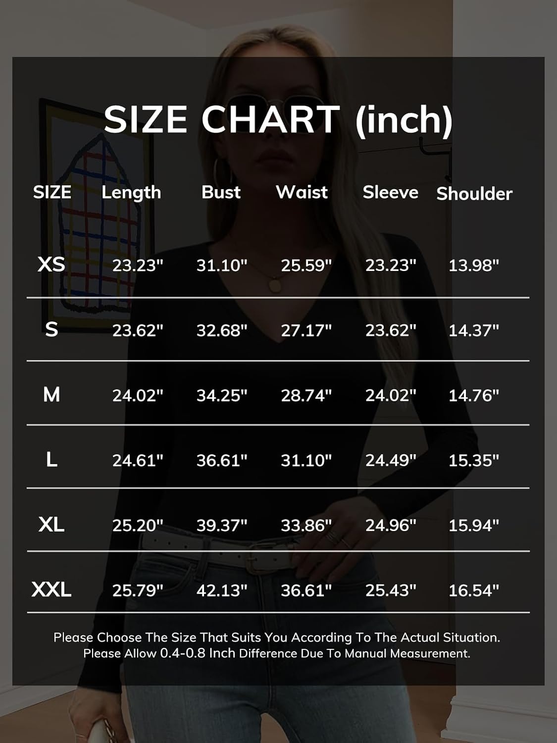 image:imageATHMILE Womens Fall Deep V Neck Long Sleeve Shirts Modal Slim Fit Basic Tee Tops 2026Ablack