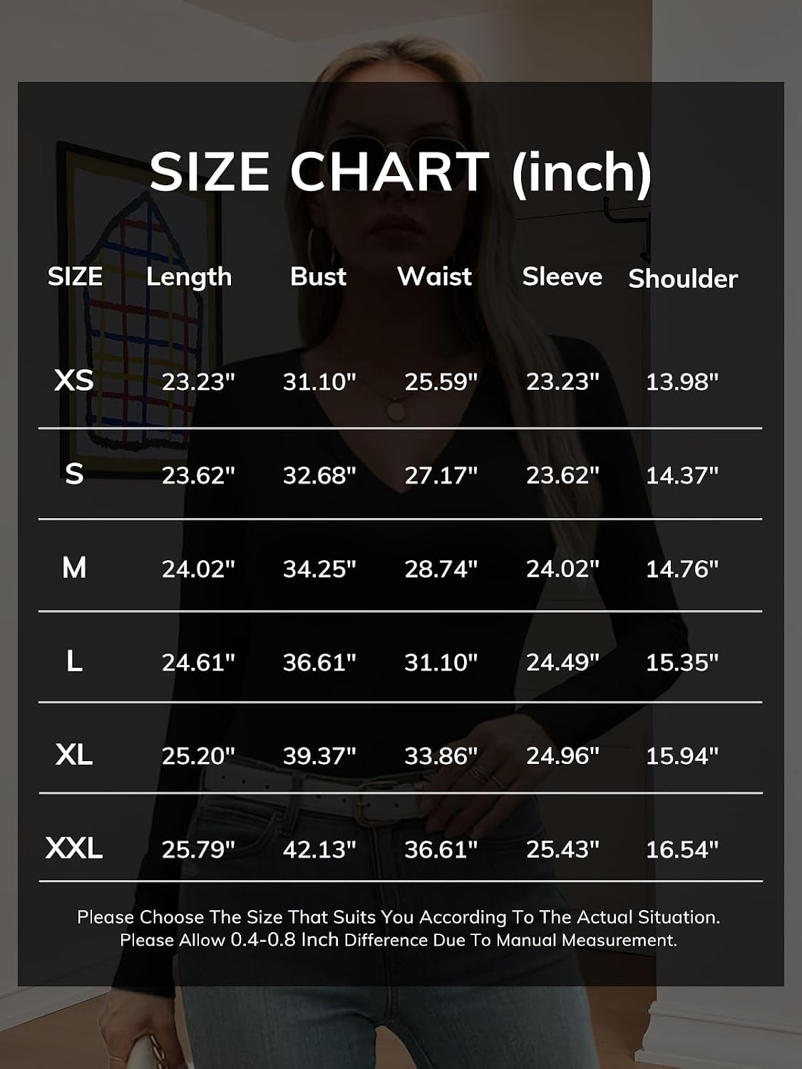 image:imageATHMILE Womens Fall Deep V Neck Long Sleeve Shirts Modal Slim Fit Basic Tee Tops 2026Awhite